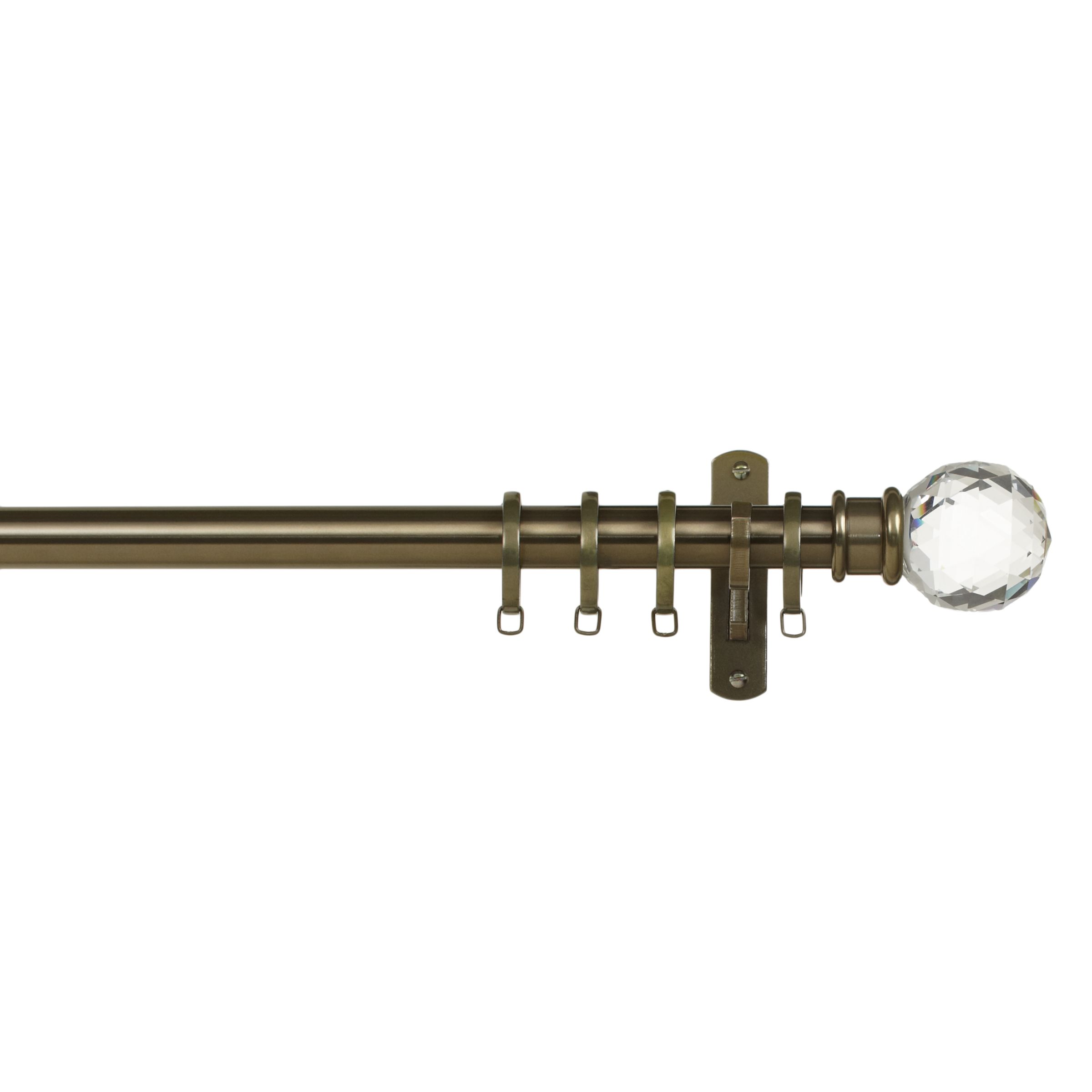 John Lewis Made to Measure Classic Straight Curtain Pole, Crystal Ball Finial