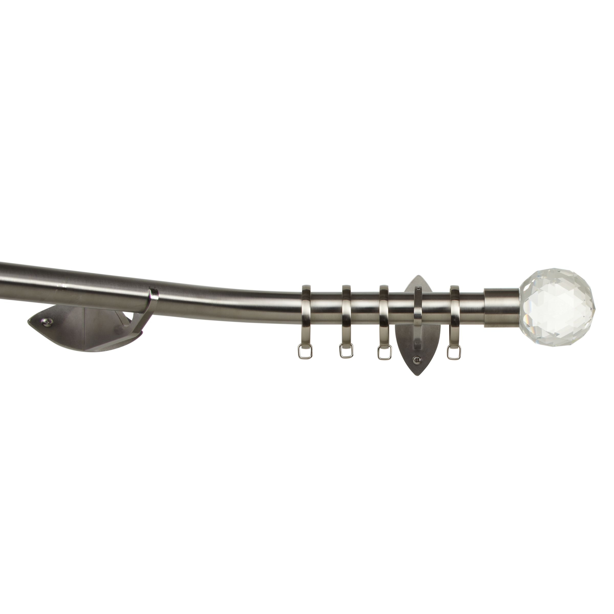 John Lewis Made to Measure Contemporary Bay Bend Curtain Pole, Cut Crystal Ball Finial