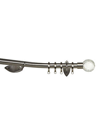 John Lewis Made to Measure Contemporary Bay Bend Curtain Pole, Cut Crystal Ball Finial