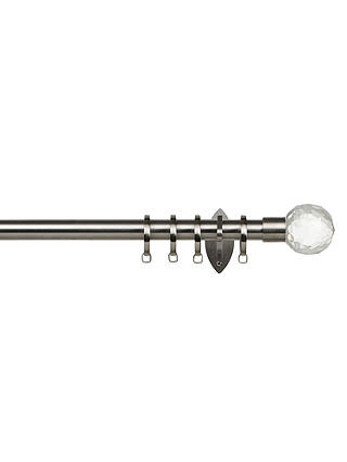 John Lewis Made to Measure Contemporary Straight Curtain Pole, Cut Crystal Ball Finial
