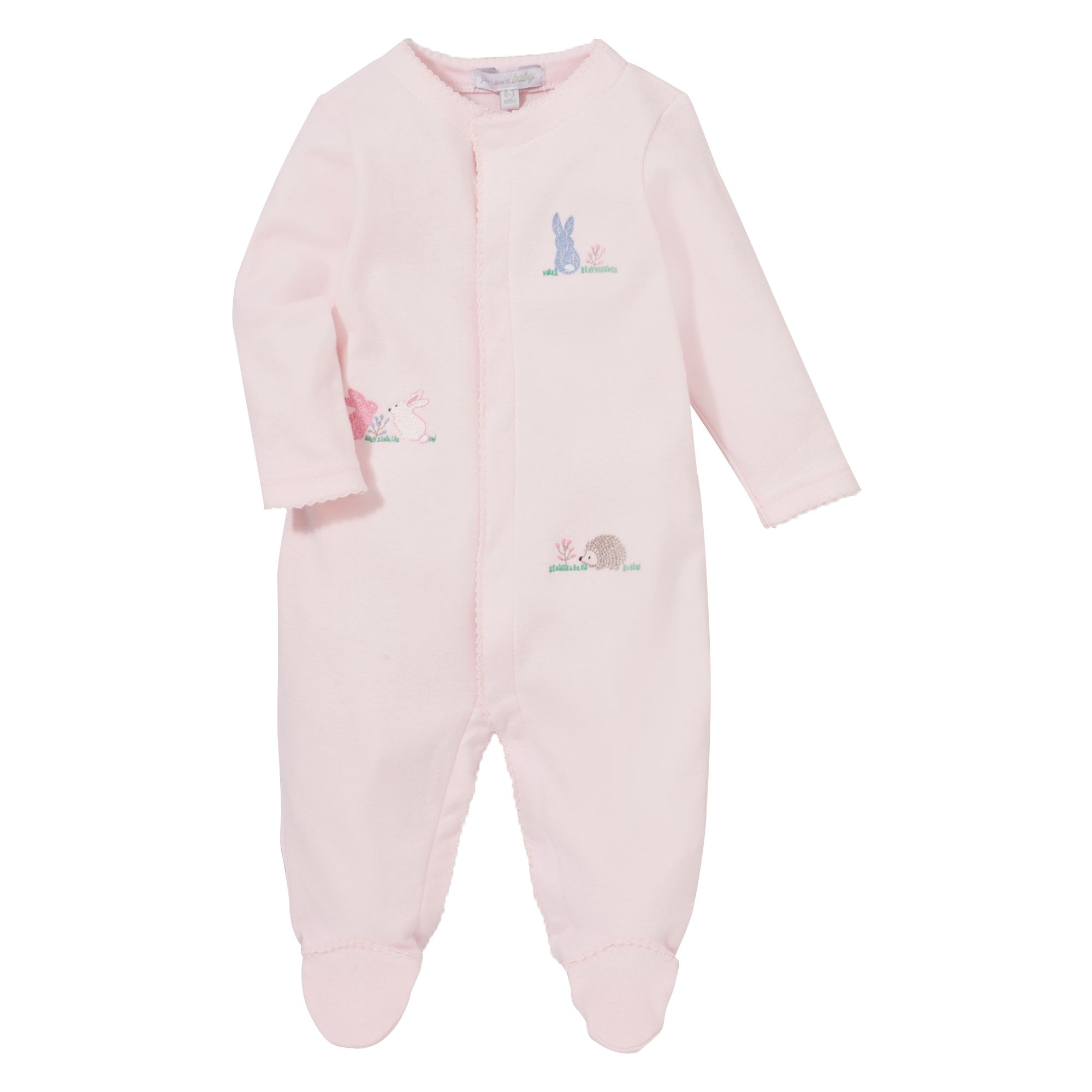 John Lewis Partners Baby Bunny Rabbits Sleepsuit Pink At