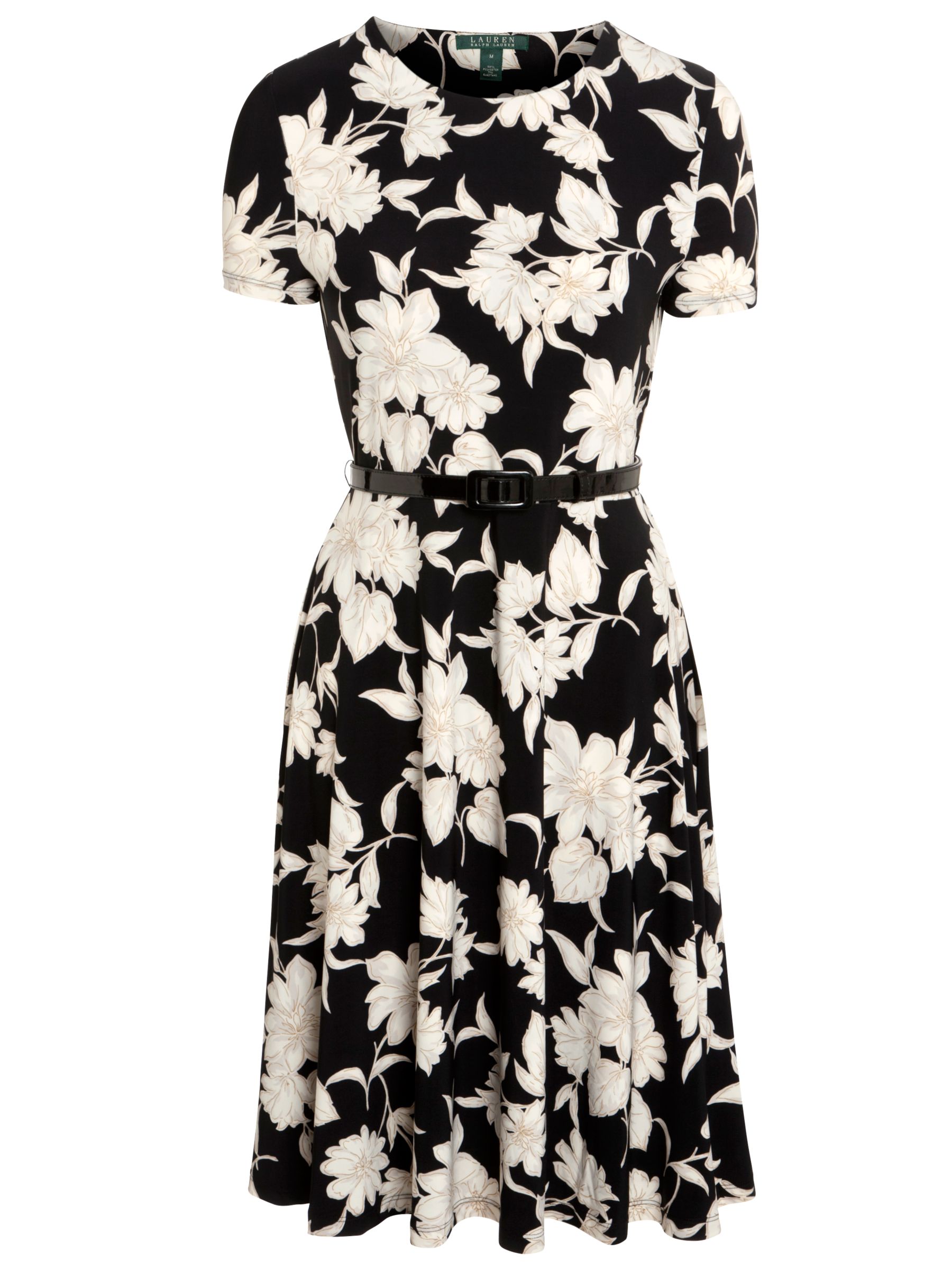 Lauren by Ralph Lauren Floral-Print Jersey Dress, Black/Ivory at John ...