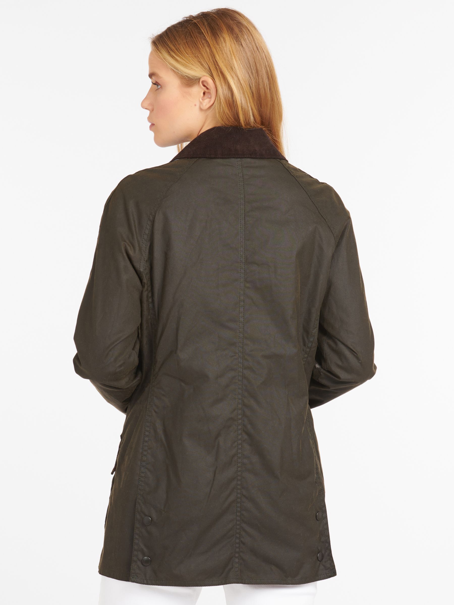 Barbour Classic Beadnell Waxed Jacket, Olive at John Lewis & Partners