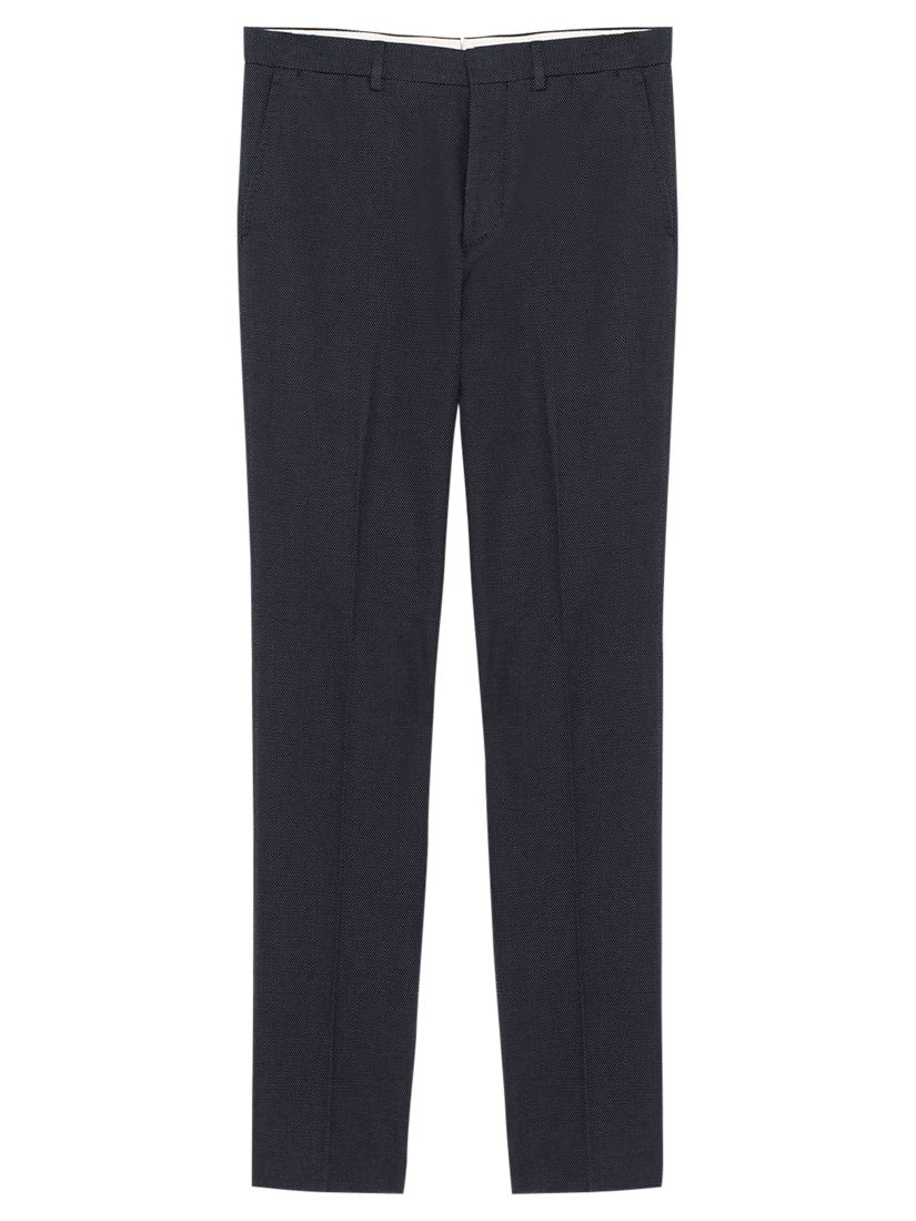 Jigsaw Cotton Micro Dot Slim Fit Trousers, Navy, 36R