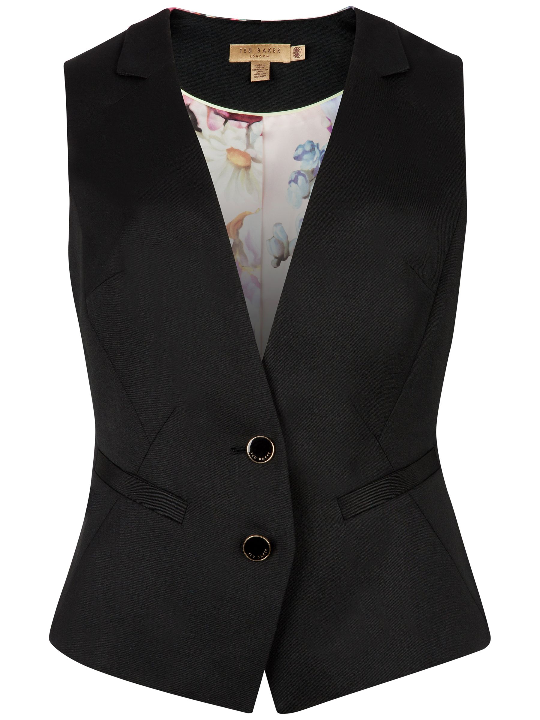 Ted Baker Quinnew Timeless Suit Waistcoat, Black at John Lewis & Partners