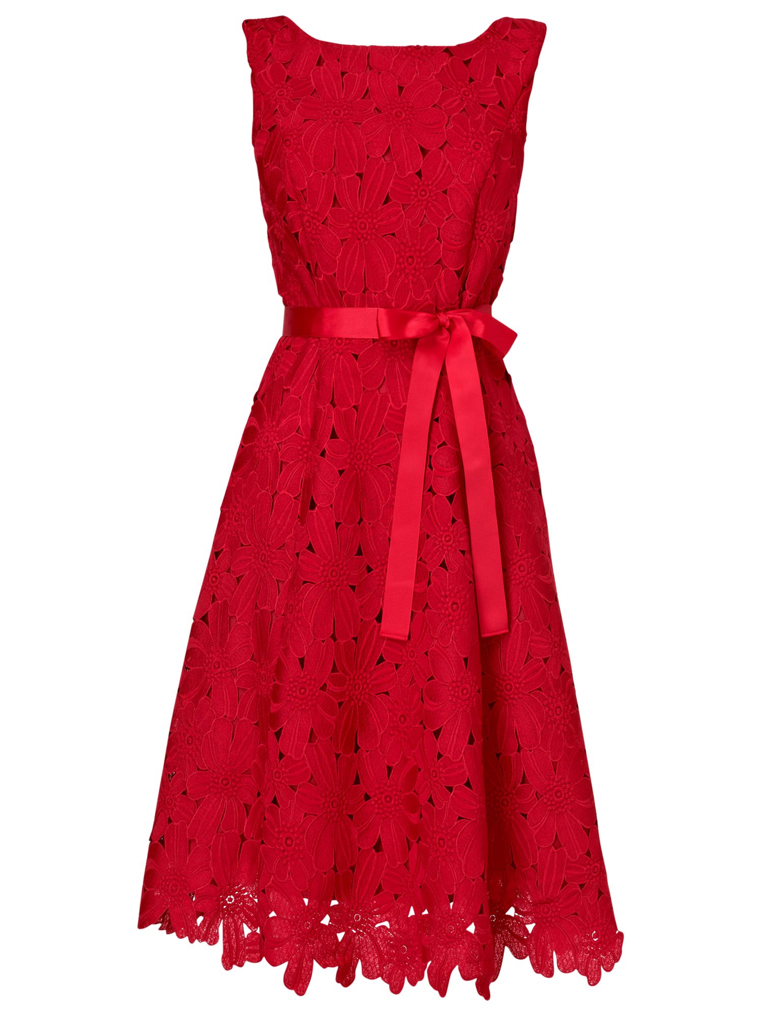 Phase Eight Fabia Embroidered Fit and Flare Dress, Lipstick at John ...