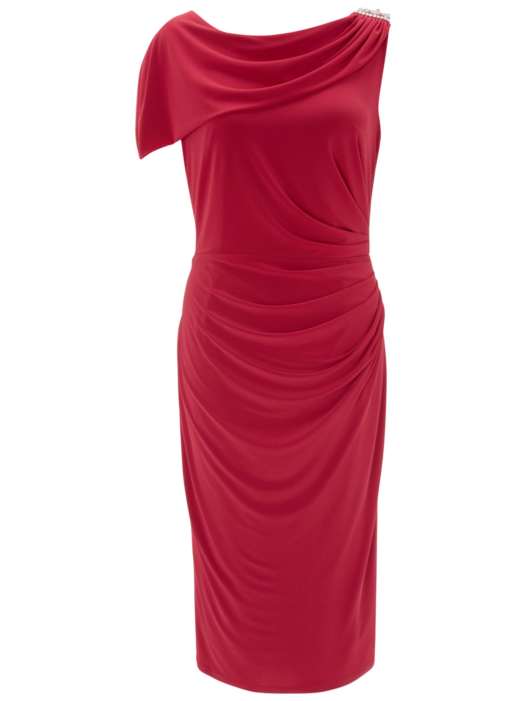 Gina Bacconi Draped Jersey Dress, Tropical Red