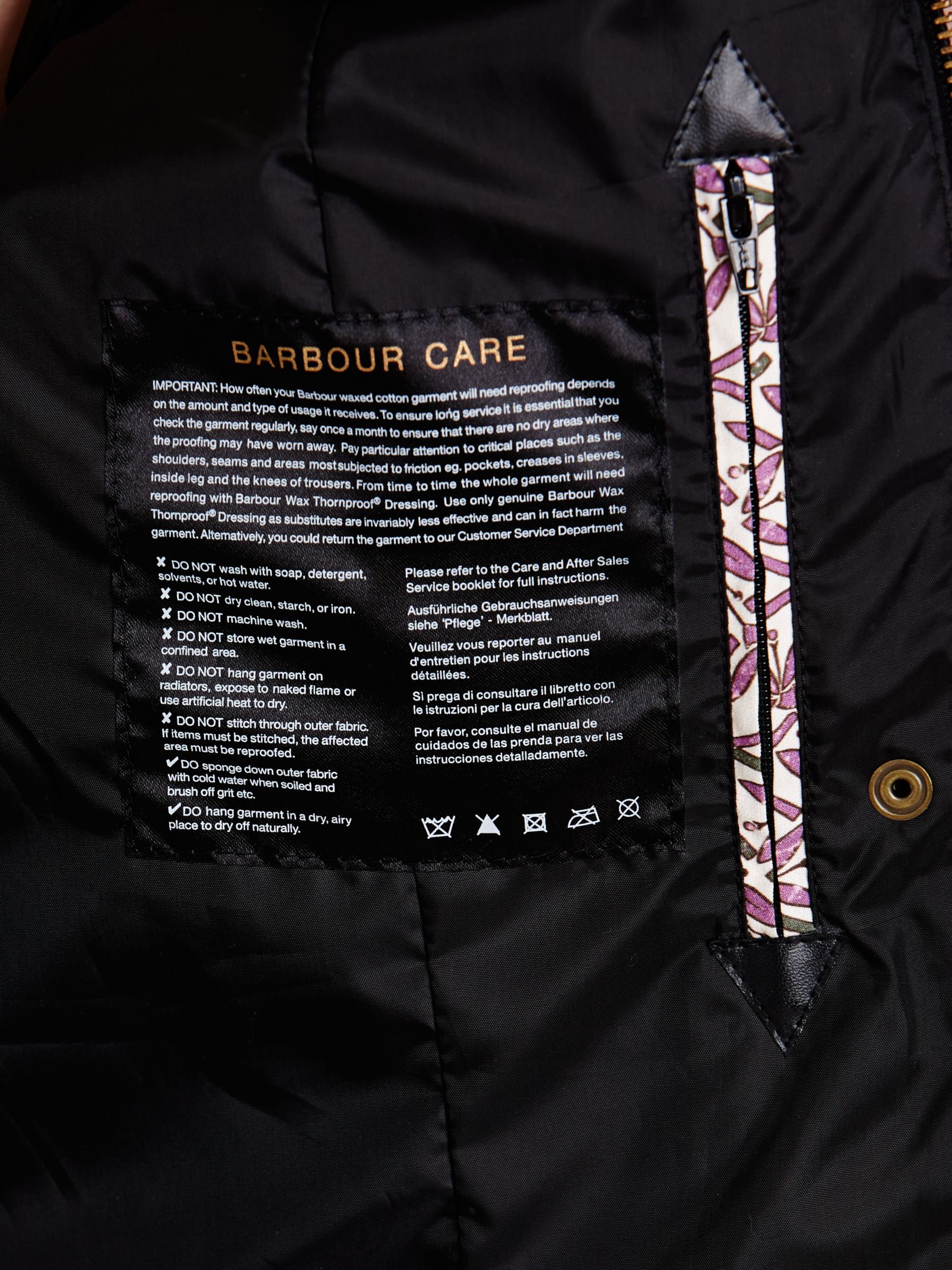 barbour jacket care instructions