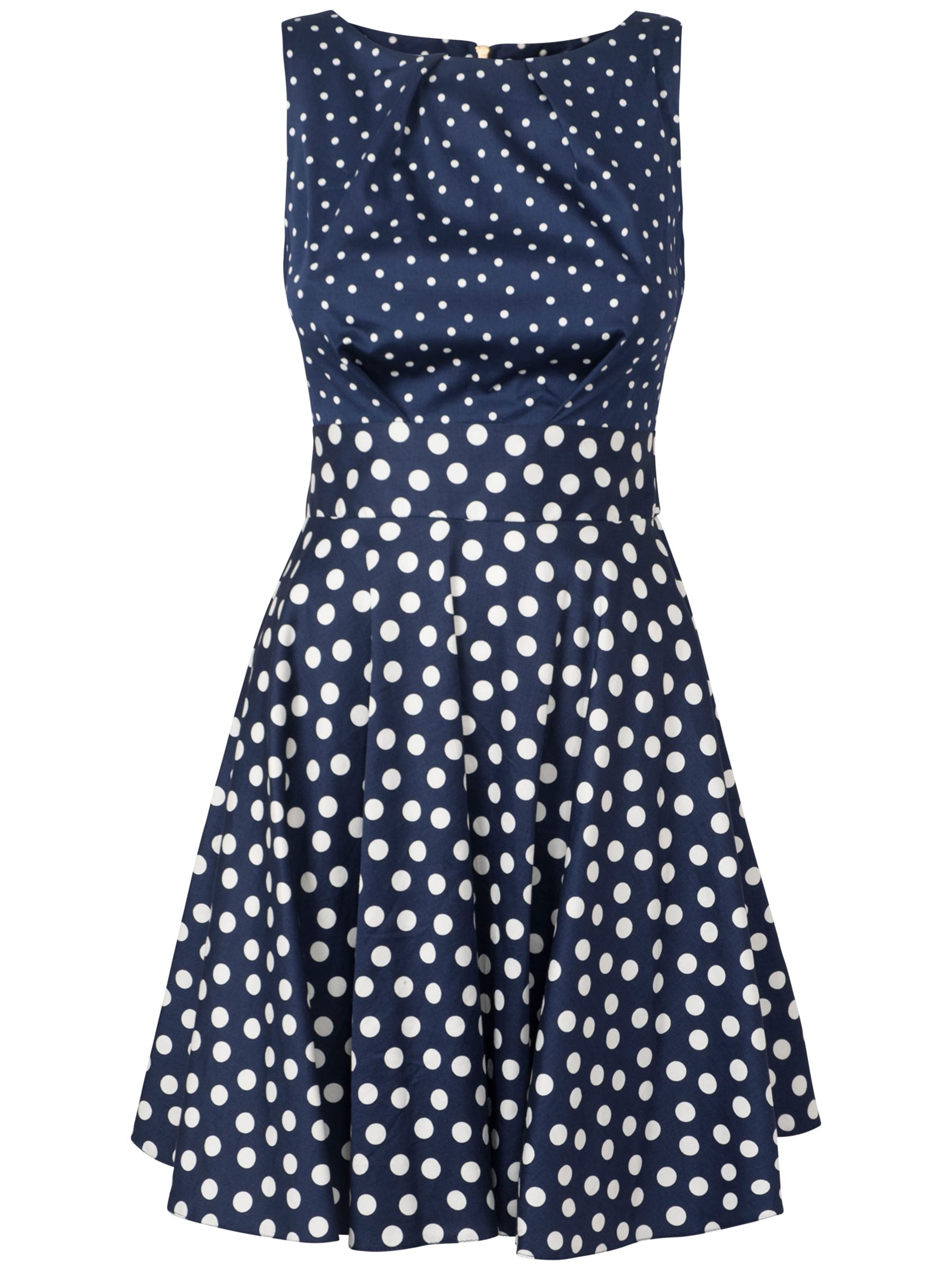 Closet Contrast Polka Dot Dress, Blue/White at John Lewis & Partners
