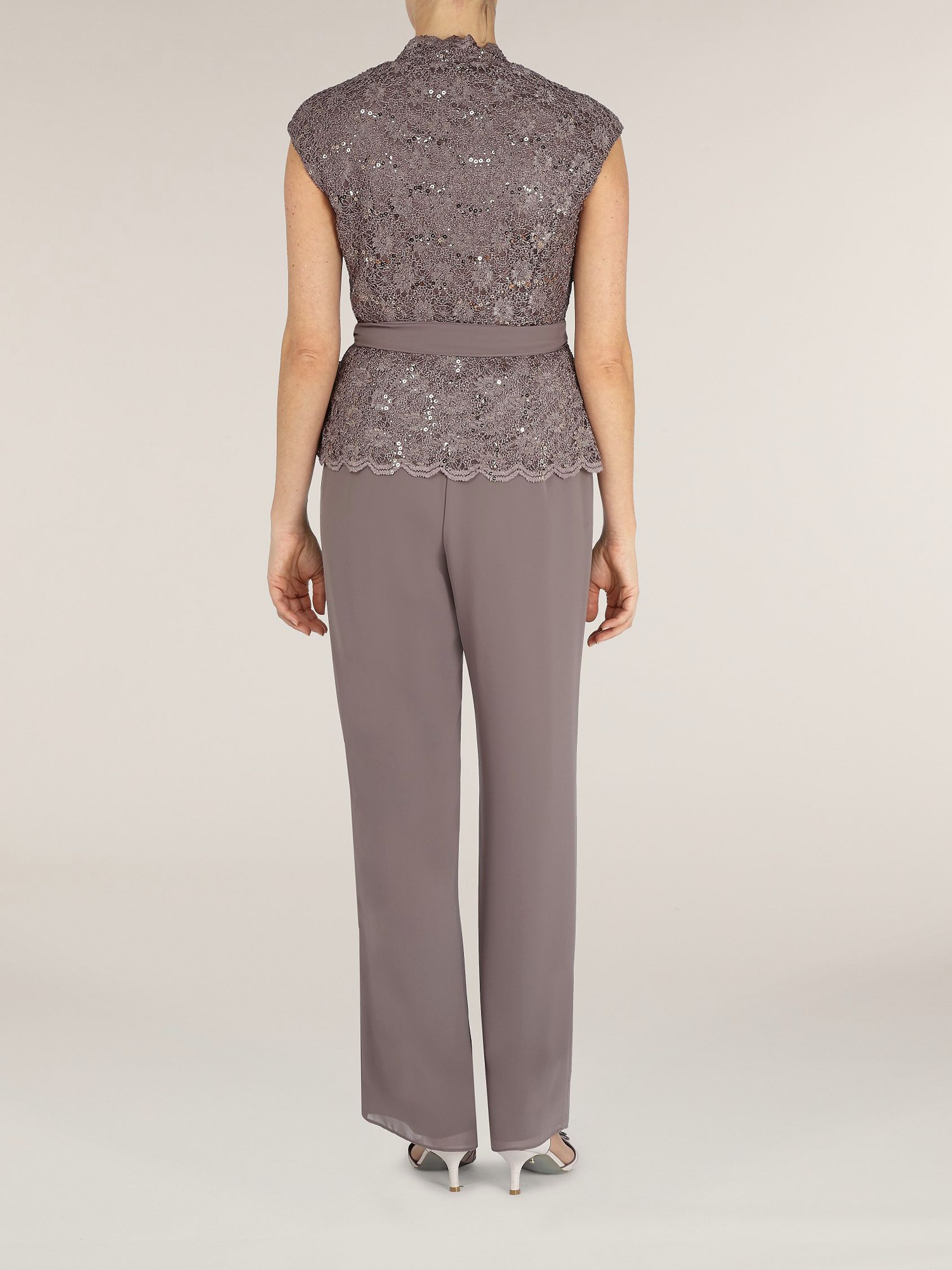 Jacques Vert Sequin & Lace Crossover Top, Brown at John Lewis & Partners