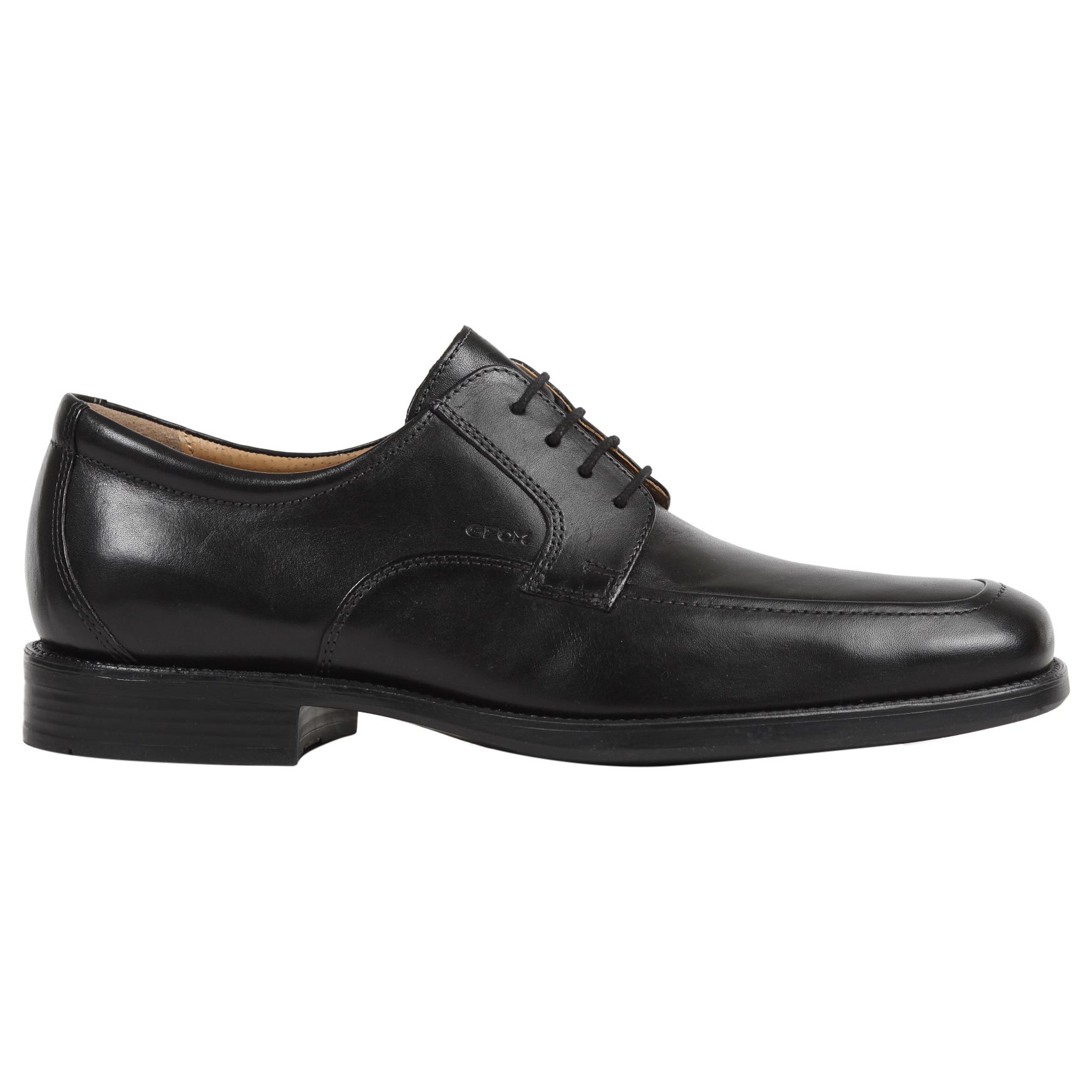 Geox Federico Apron Toe Derby Shoes, Black at John Lewis & Partners