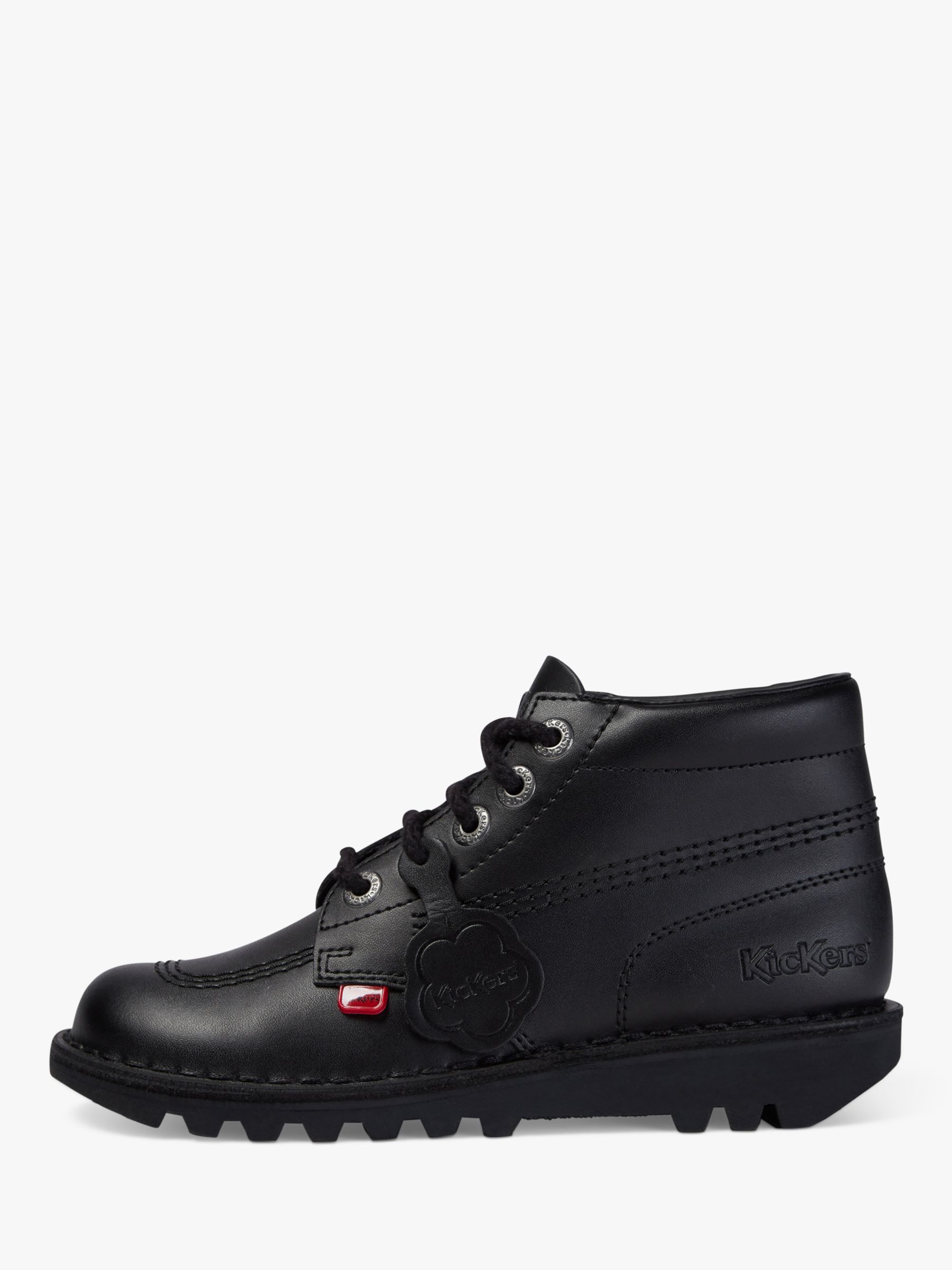 Buy Kickers Kids' Leather Lace-Up Hi Boots, Black Online at johnlewis.com