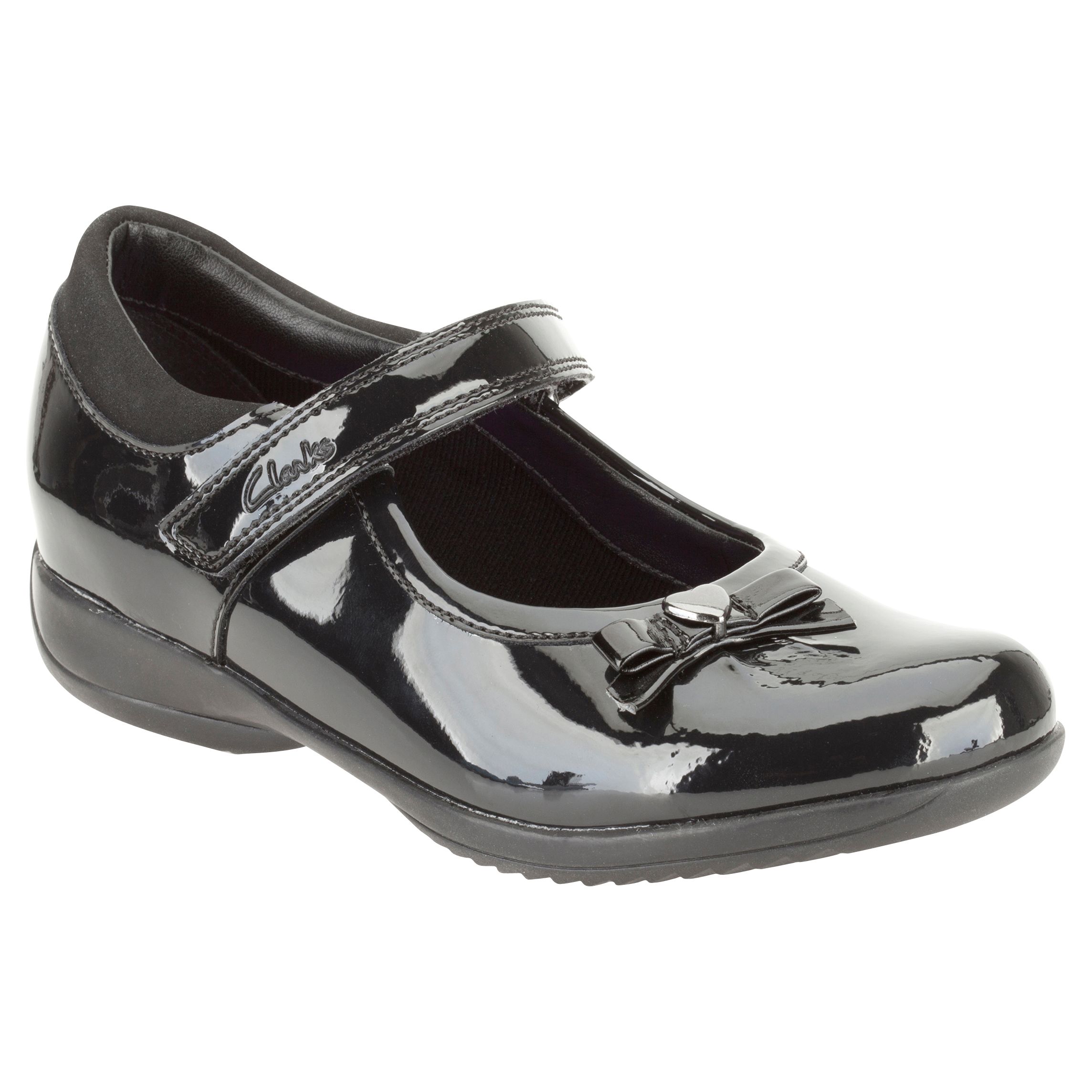 Clarks Daisy Gleam Shoes, Black Patent