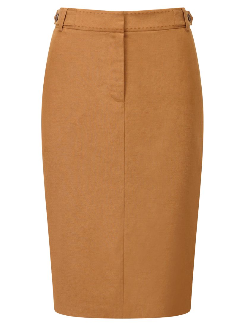 Viyella Petite Silk Linen Pencil Skirt, Cinnamon at John Lewis & Partners