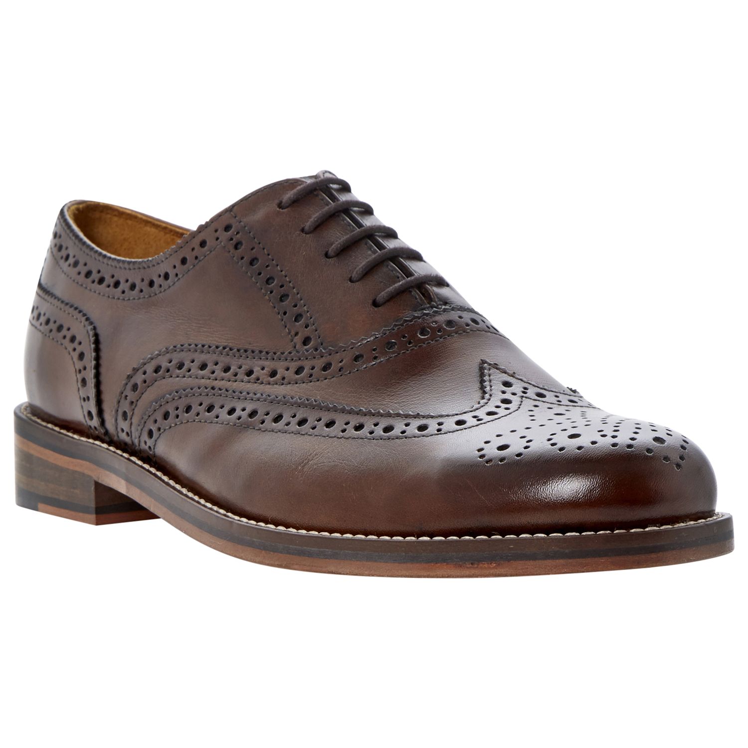 Bertie Braxton Leather Brogue Oxford Shoes, Brown at John Lewis & Partners