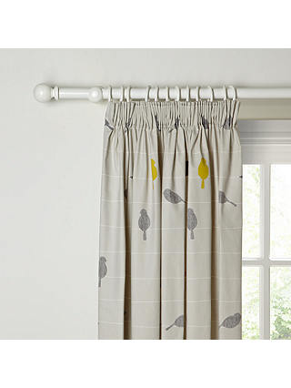 John Lewis & Partners Bird on a Wire Lined Pencil Pleat Curtains, Sulphur