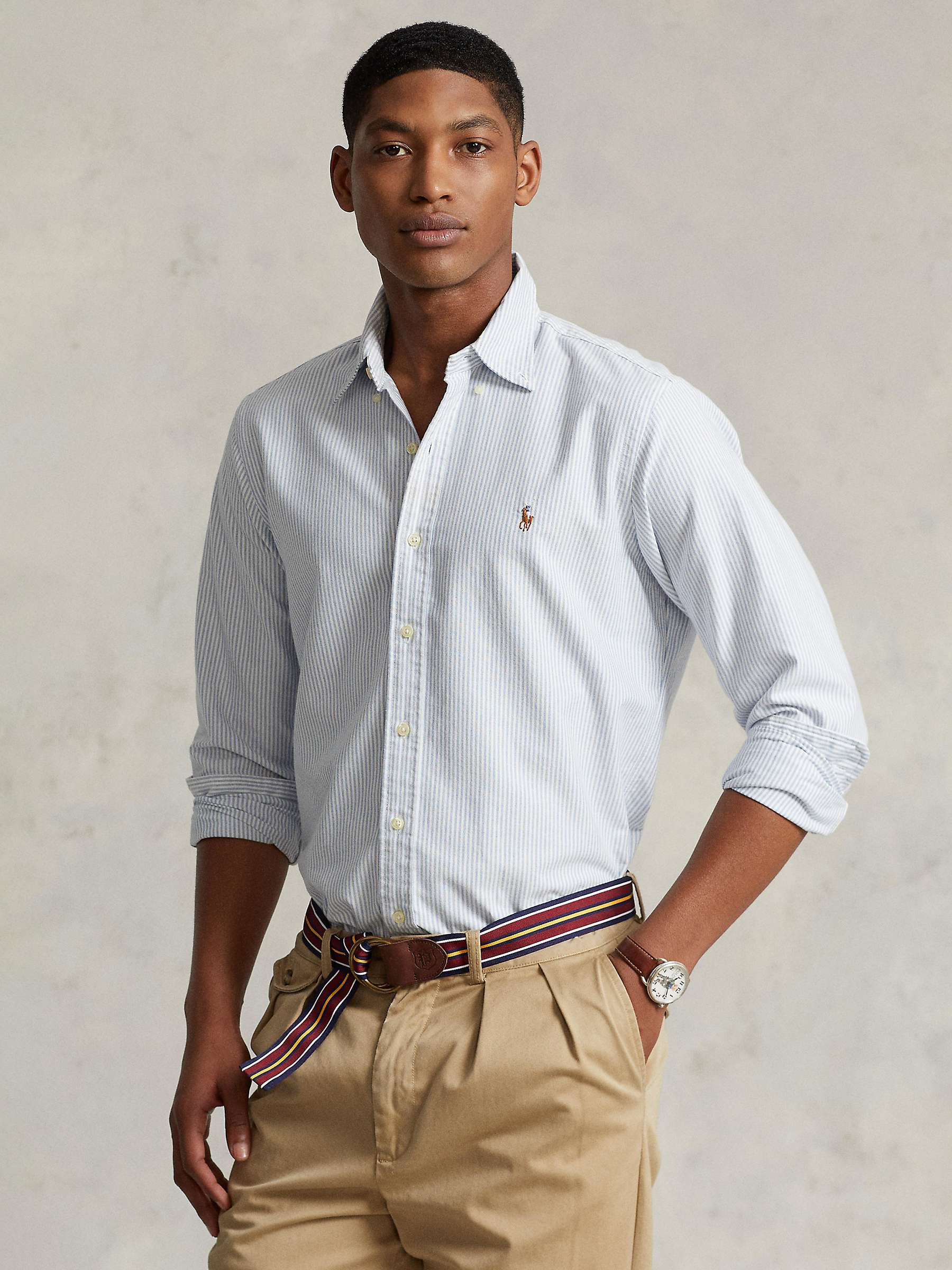 Buy Polo Ralph Lauren Slim Fit Striped Oxford Shirt, Blue/White Online at johnlewis.com