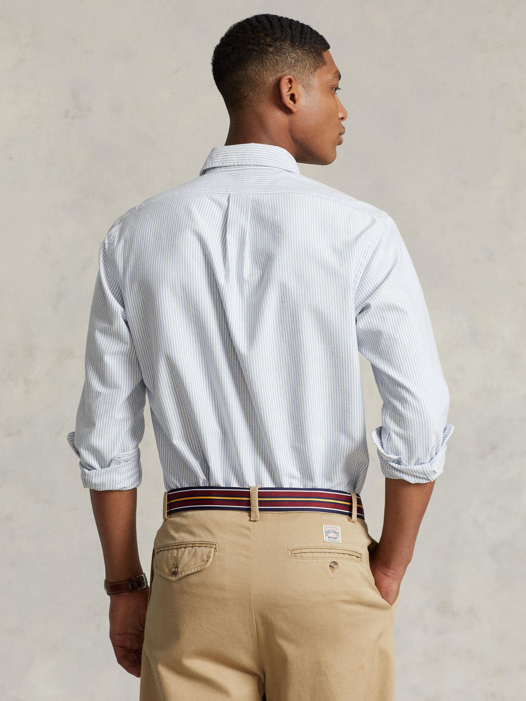 Polo Ralph Lauren Slim Fit Striped Oxford Shirt, Blue/White, S