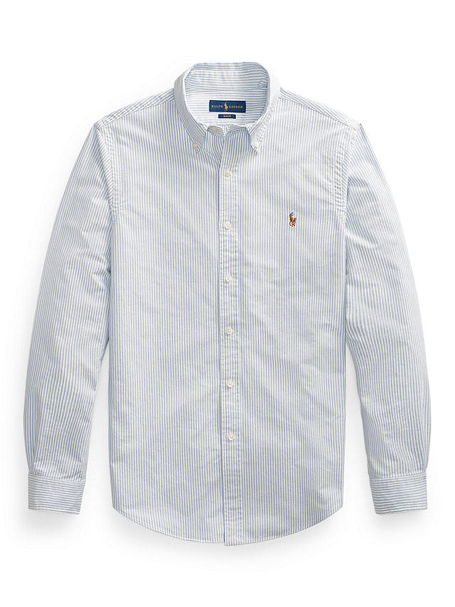 Polo Ralph Lauren Slim Fit Striped Oxford Shirt, Blue/White