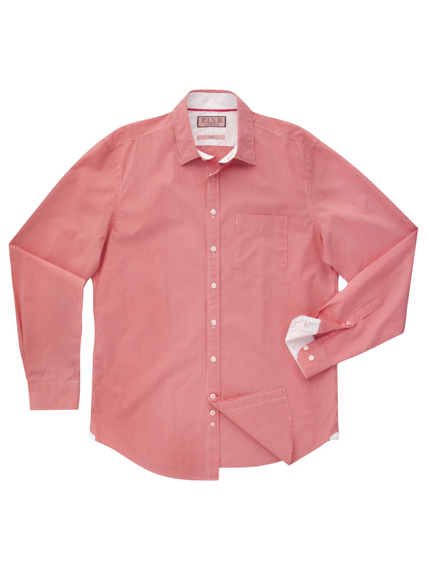 Thomas Pink Longitude Check Long Sleeve Shirt, Red/White