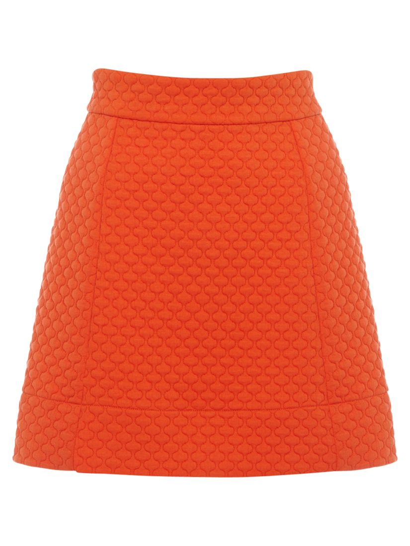 Buy Warehouse Quilted Mini A-Line Skirt, Orange Online at johnlewis.com