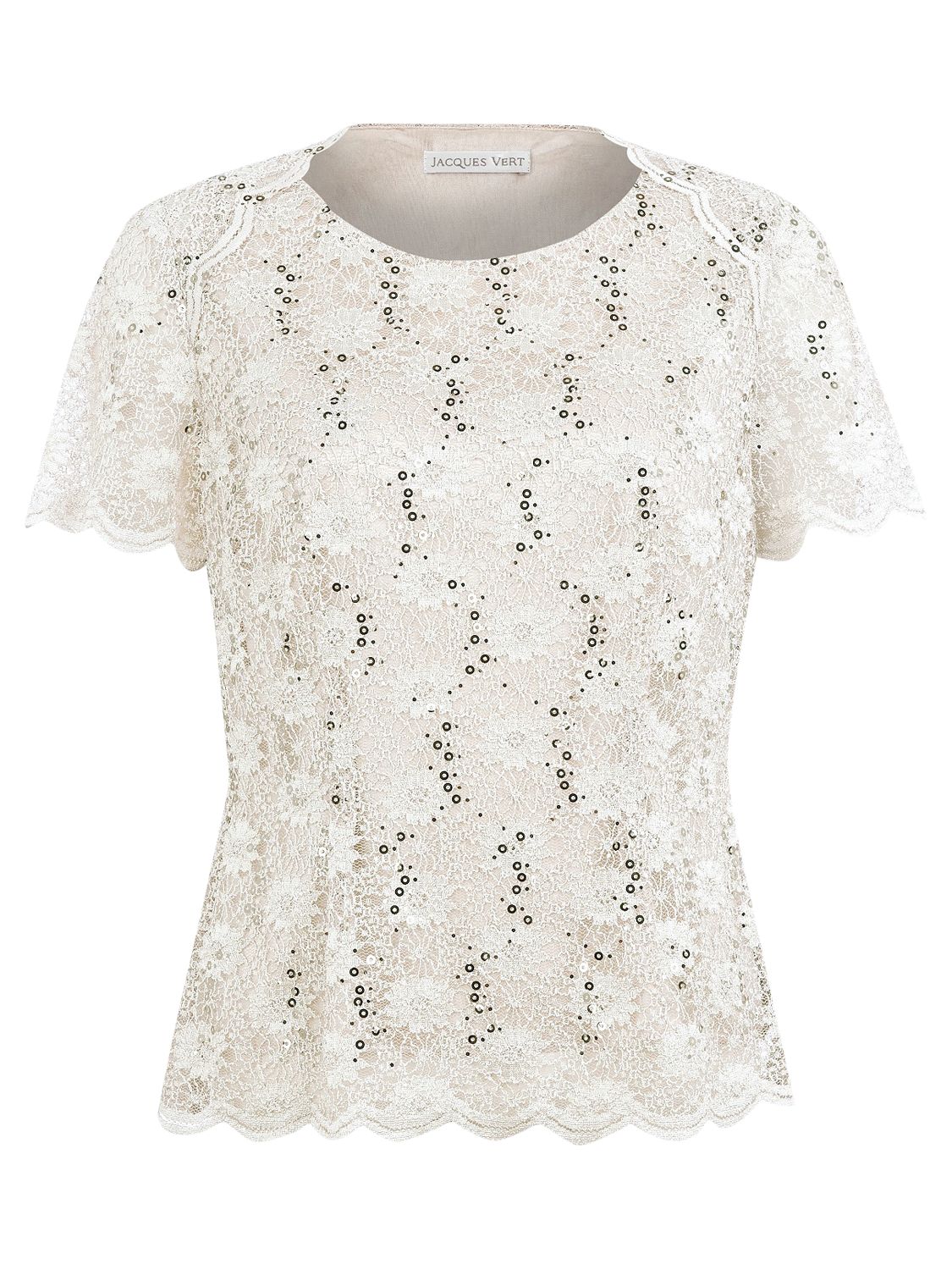 Buy Jacques Vert Sequined Lace Top, Light Pink Online at johnlewis.com