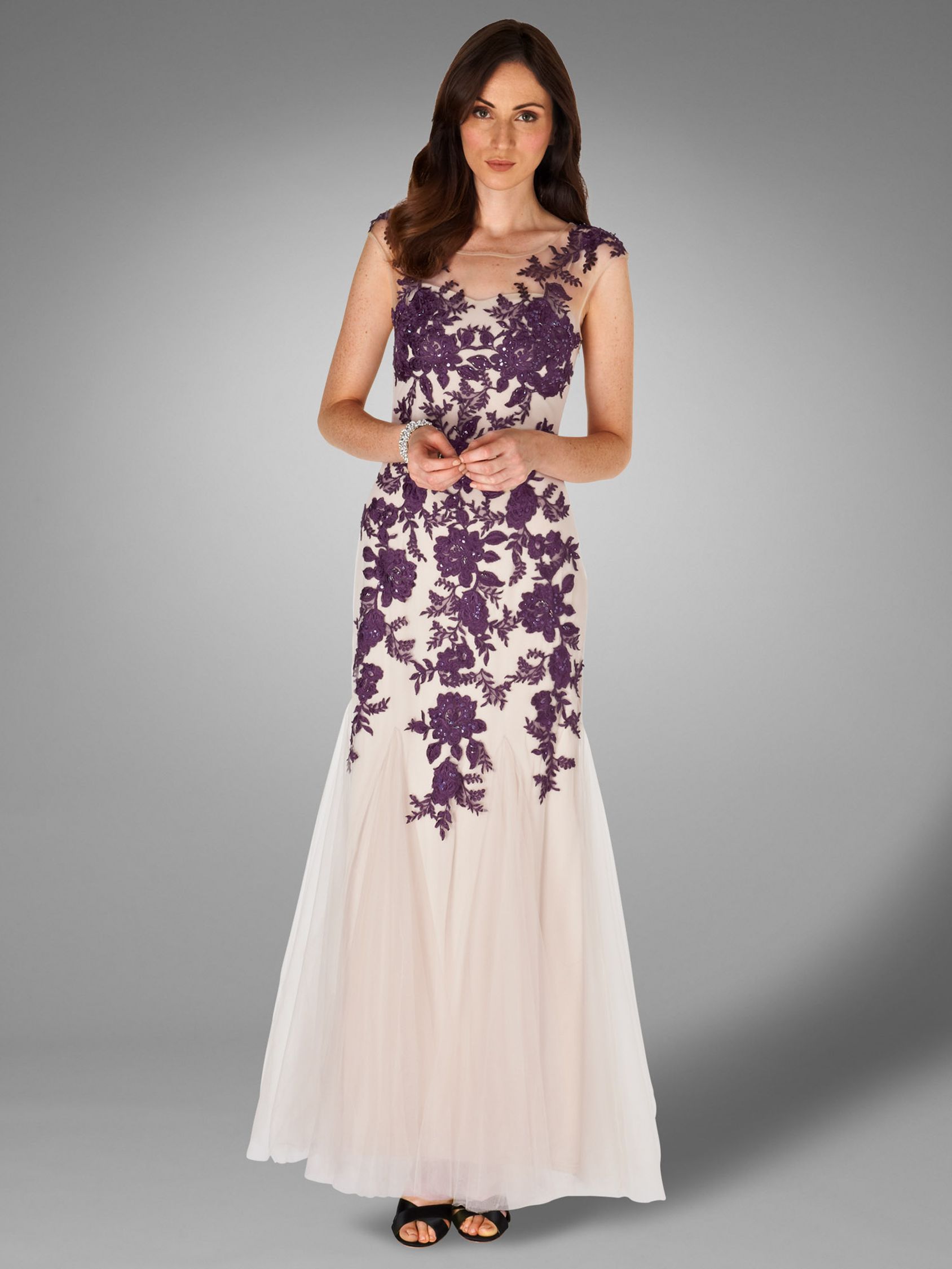 Phase Eight Collection 8 Rita Tulle Dress, Nude/Blackcurrant at John