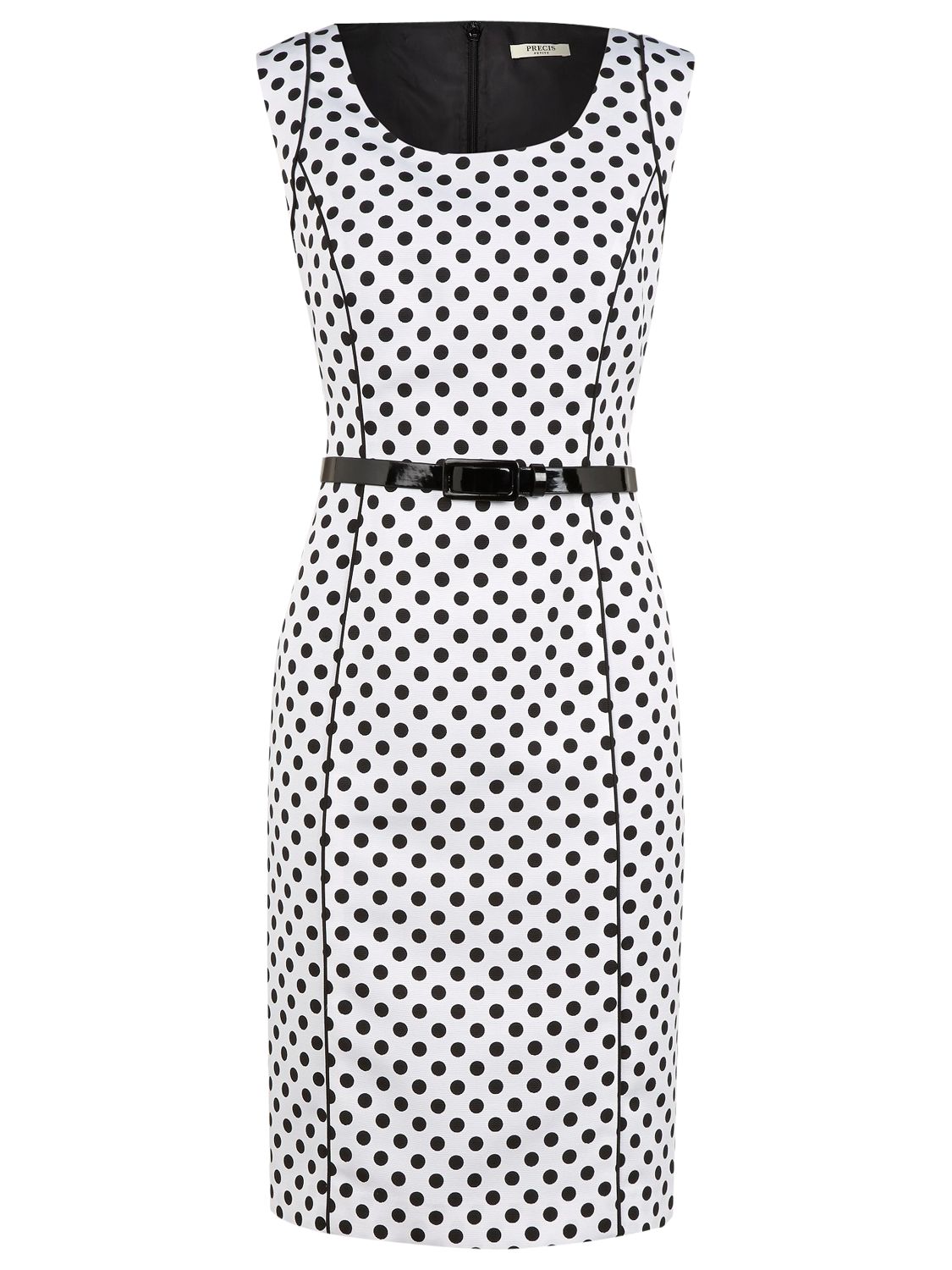 Buy Precis Petite Ottoman Polka Dot Shift Dress, White/Black Online at ...