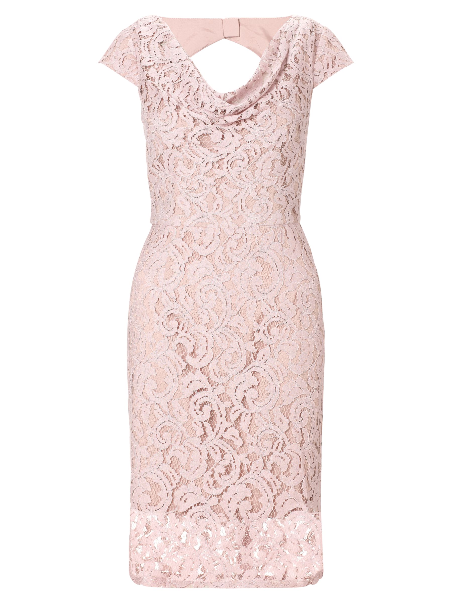Adrianna Papell Illusion Lace Dress, Putty at John Lewis & Partners