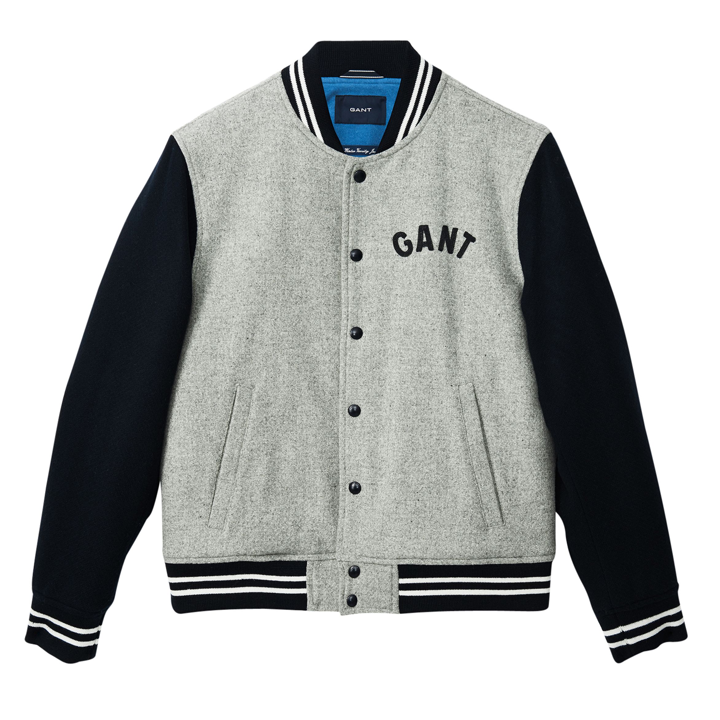 Gant Varsity Bomber Jacket, Grey at John Lewis & Partners