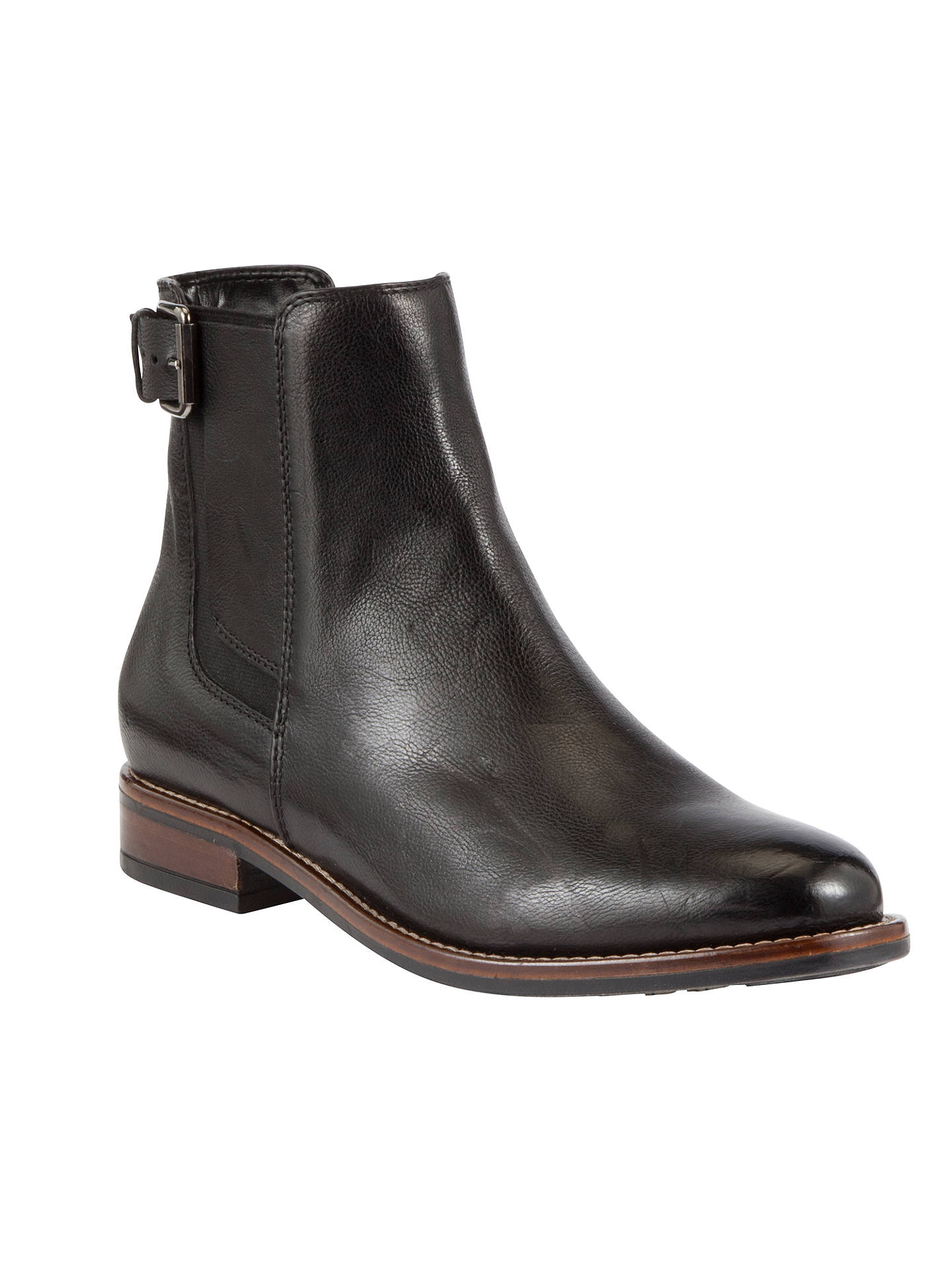 John Lewis Giza Leather Ankle Boots, Black at John Lewis & Partners