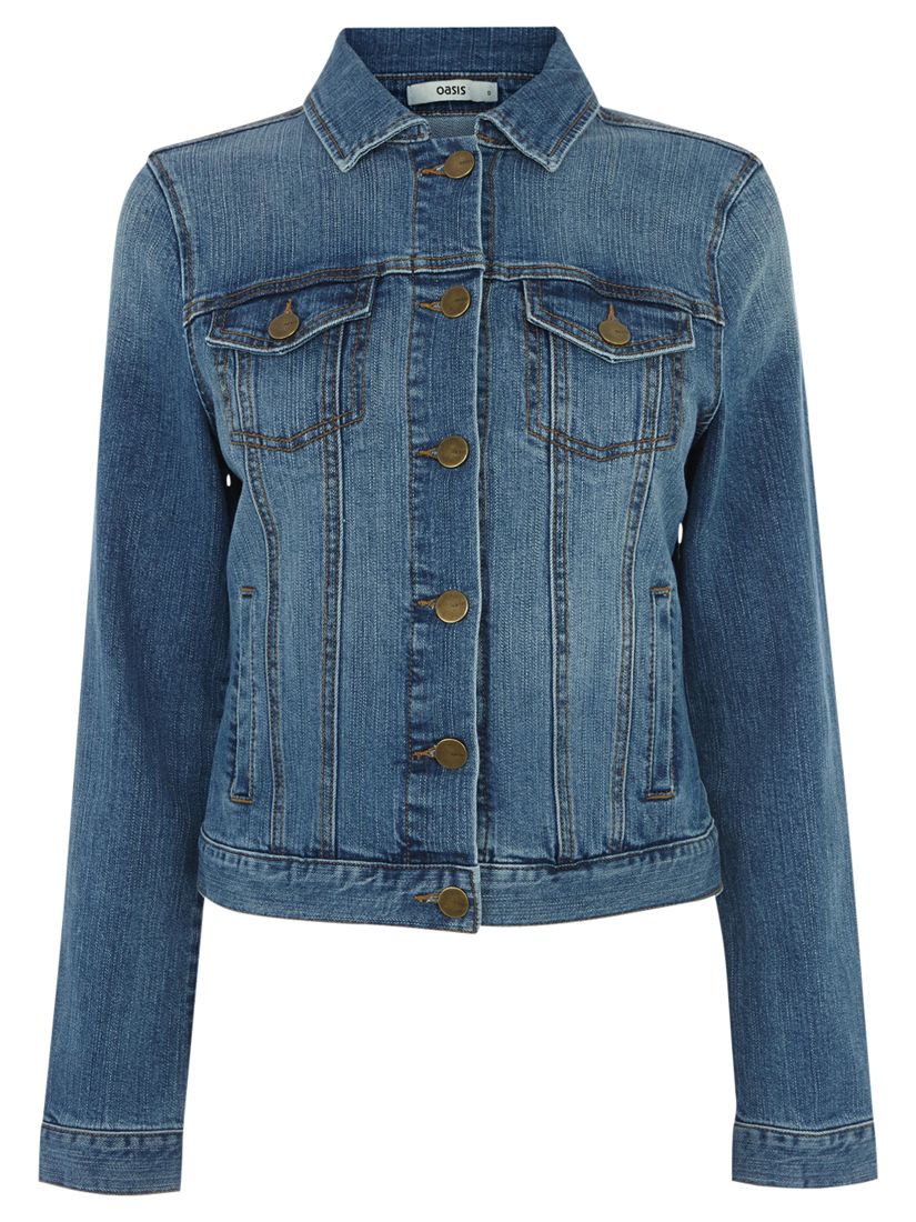 Buy Oasis Carly Mid Wash Denim Jacket, Denim Online at johnlewis.com