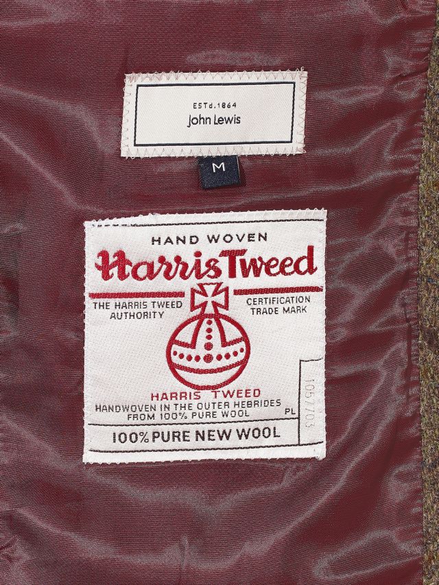 John Lewis Harris Tweed Herringbone Blazer, Grey