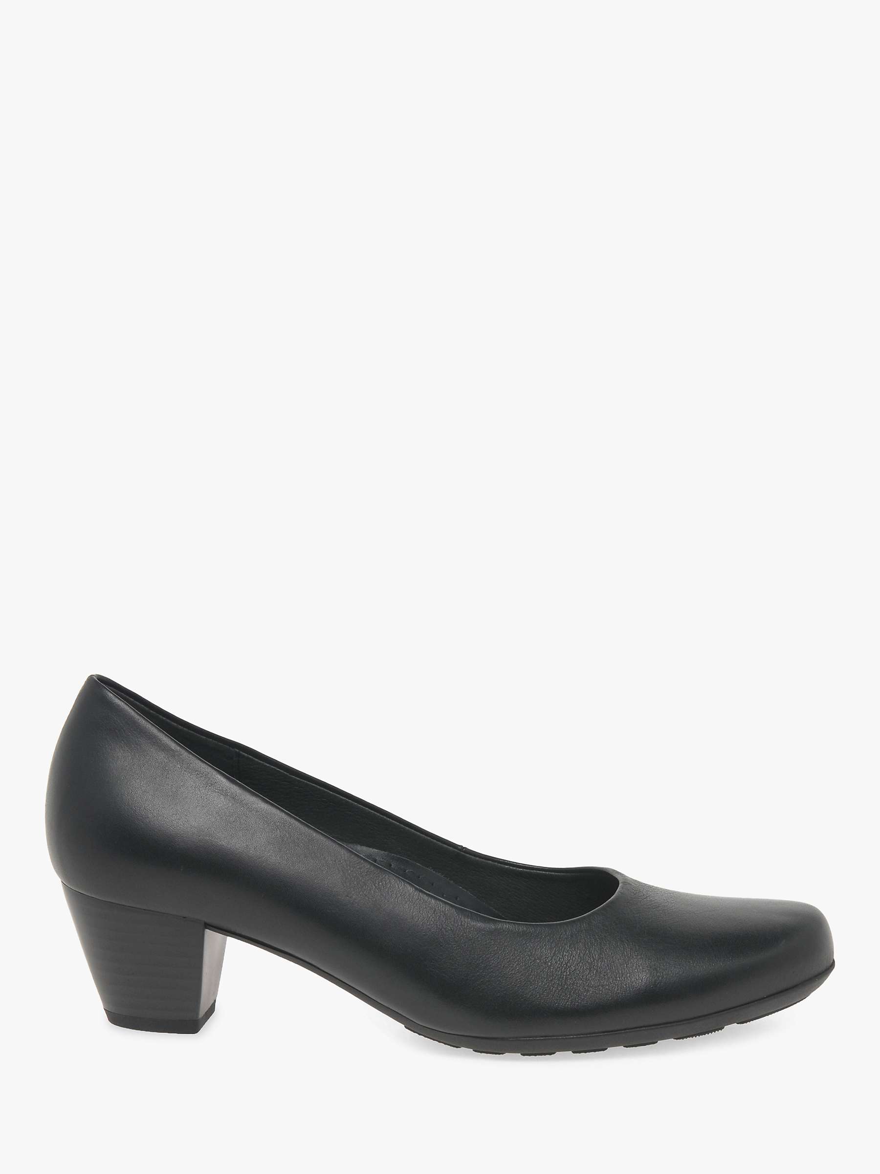 Buy Gabor Brambling Wide Fit Leather Court Shoes, Black Online at johnlewis.com