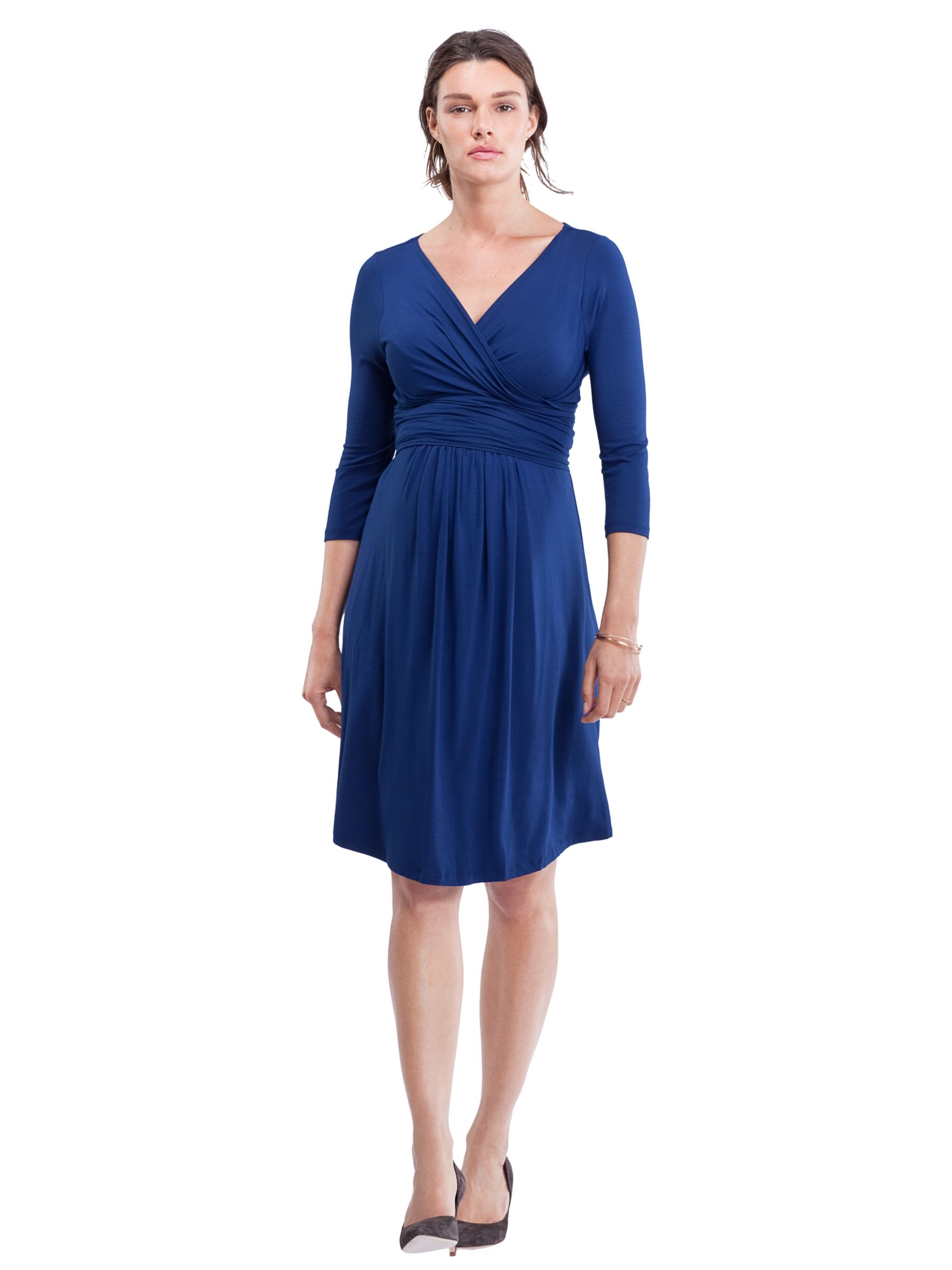 Isabella Oliver Emily Ruched Wrap Front Maternity Dress, French Navy at ...