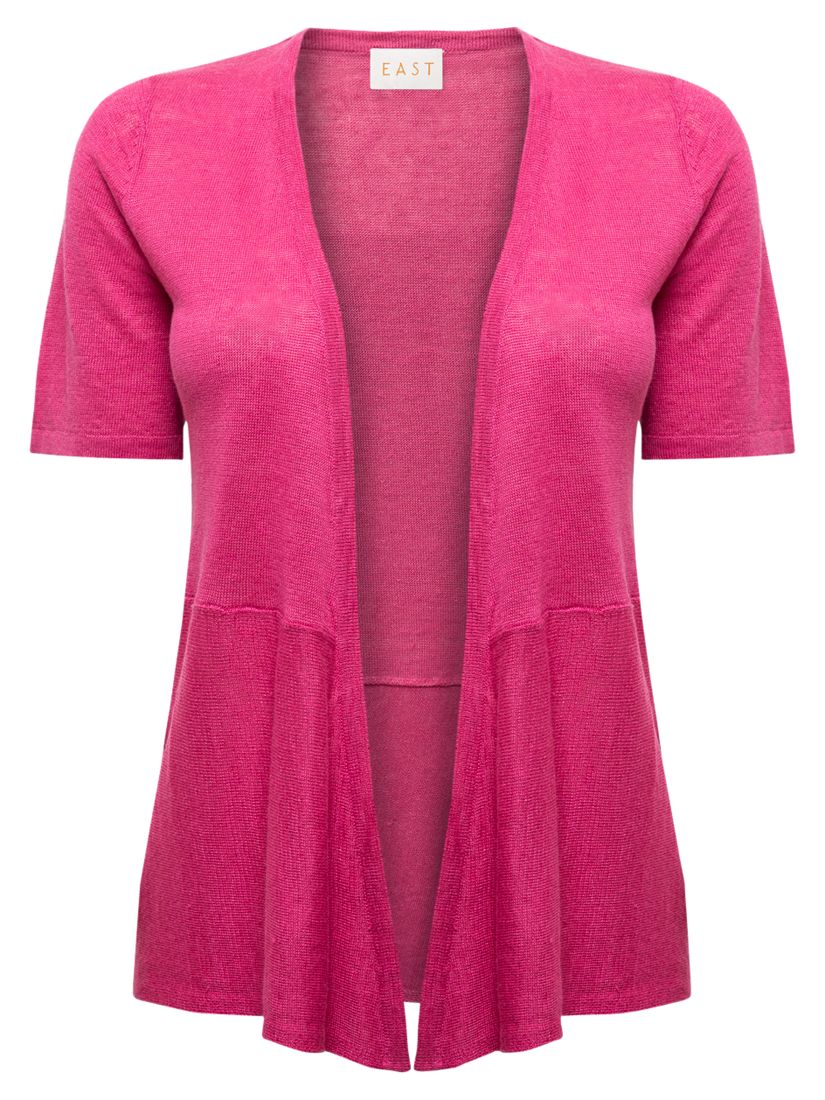 Buy East Short Sleeve Linen Cardigan, Azalea Online at johnlewis.com
