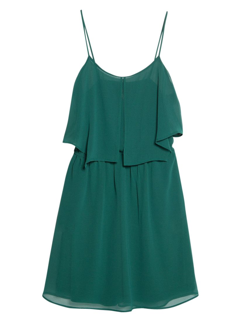 Mango Ruffled Chiffon Dress, Medium Green at John Lewis & Partners