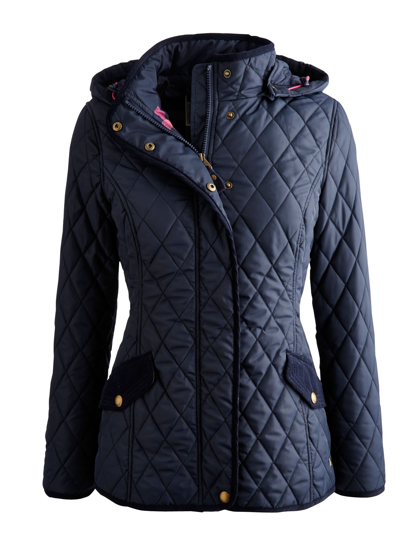 Joules Marcotte Hood Quilted Jacket, Marine Navy
