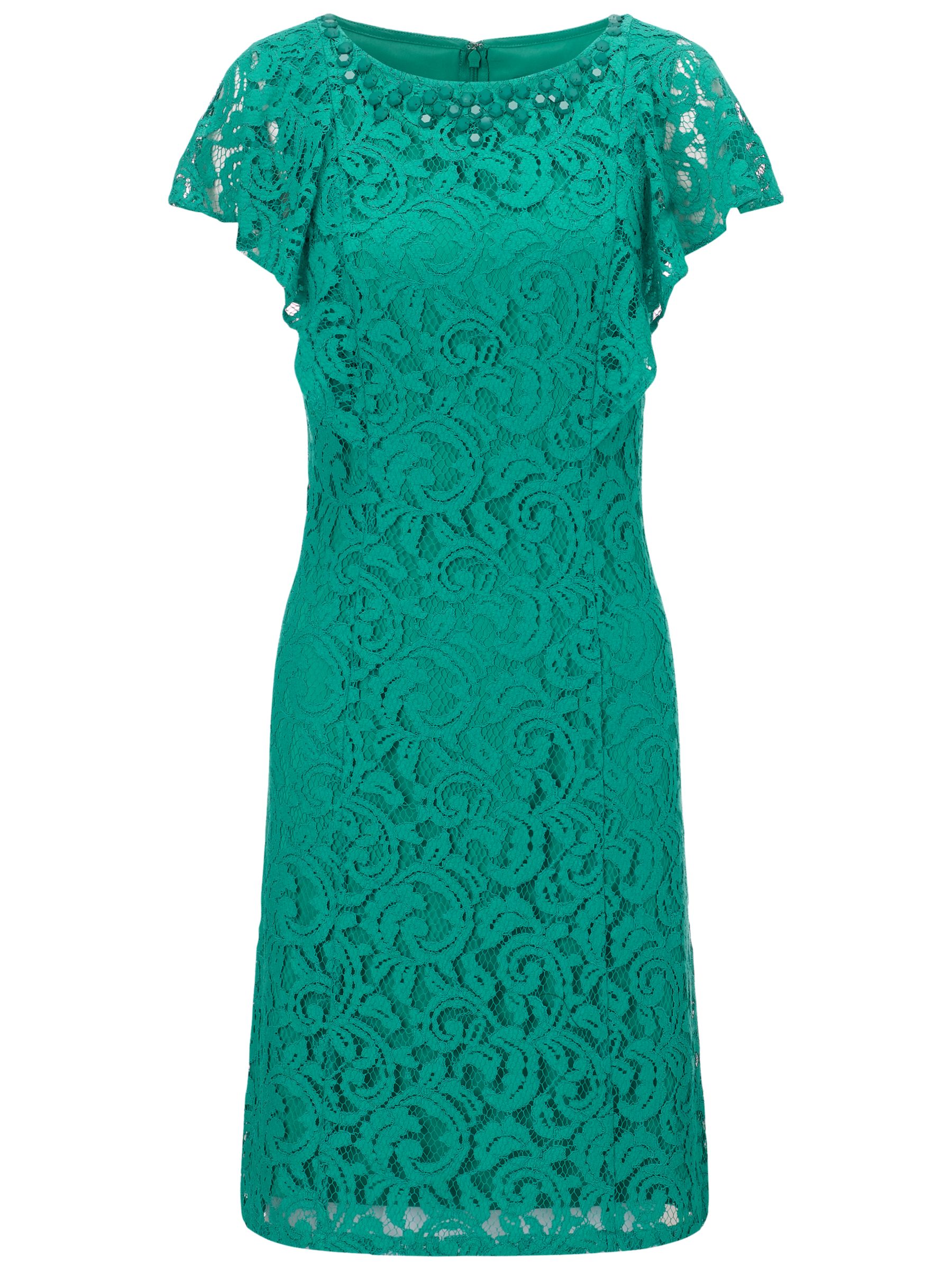 Adrianna Papell Flutter Sleeve Beaded Dress, Veridian at John Lewis ...