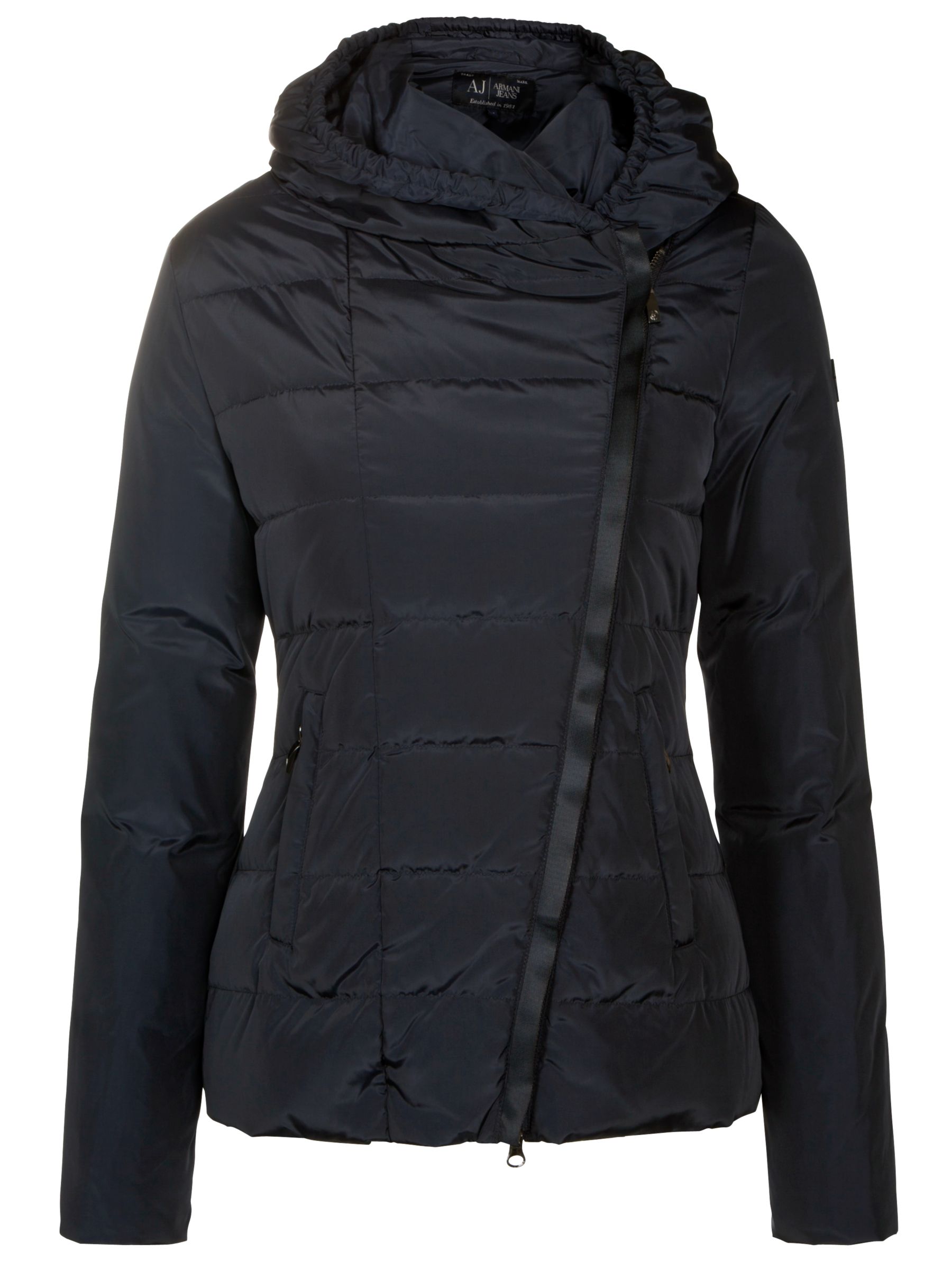 Hooded Short Quilted Jacket, Navy 