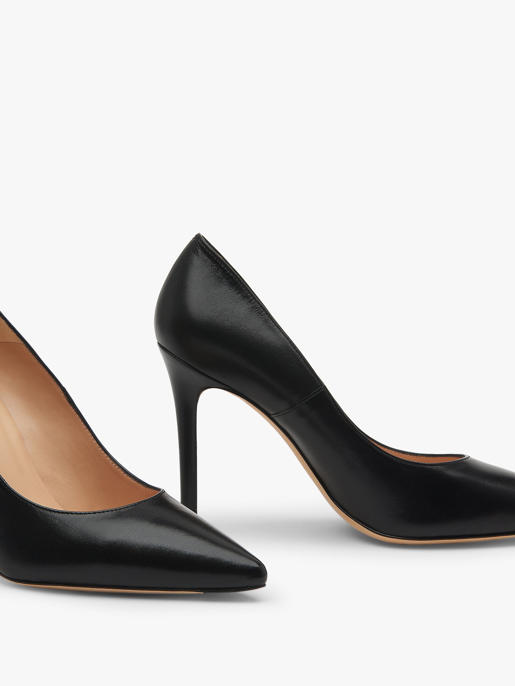 L.K.Bennett Fern Pointed Toe Leather Court Shoes, Black, 2