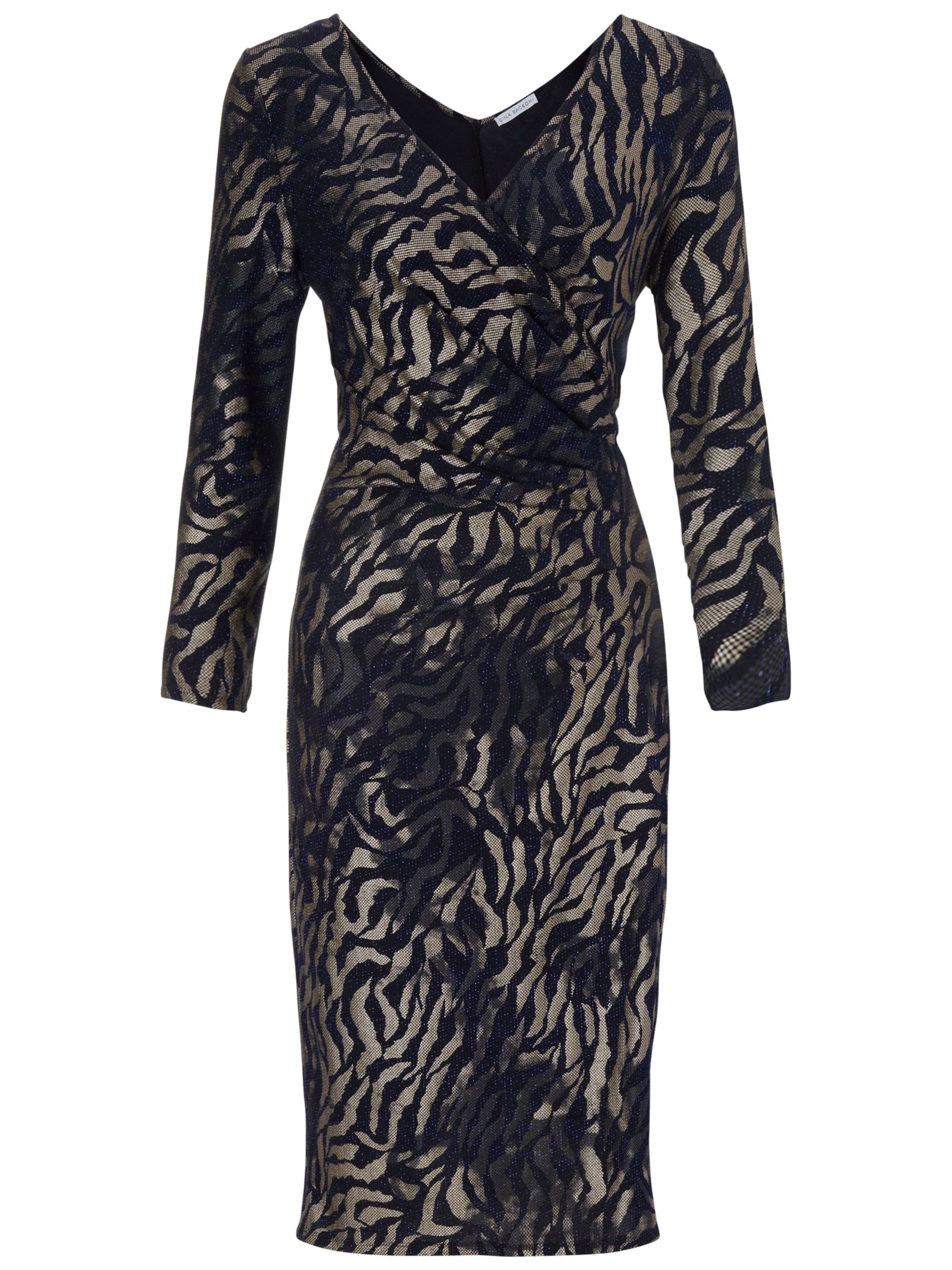 Gina Bacconi Skin Print Dress, Royal/Black