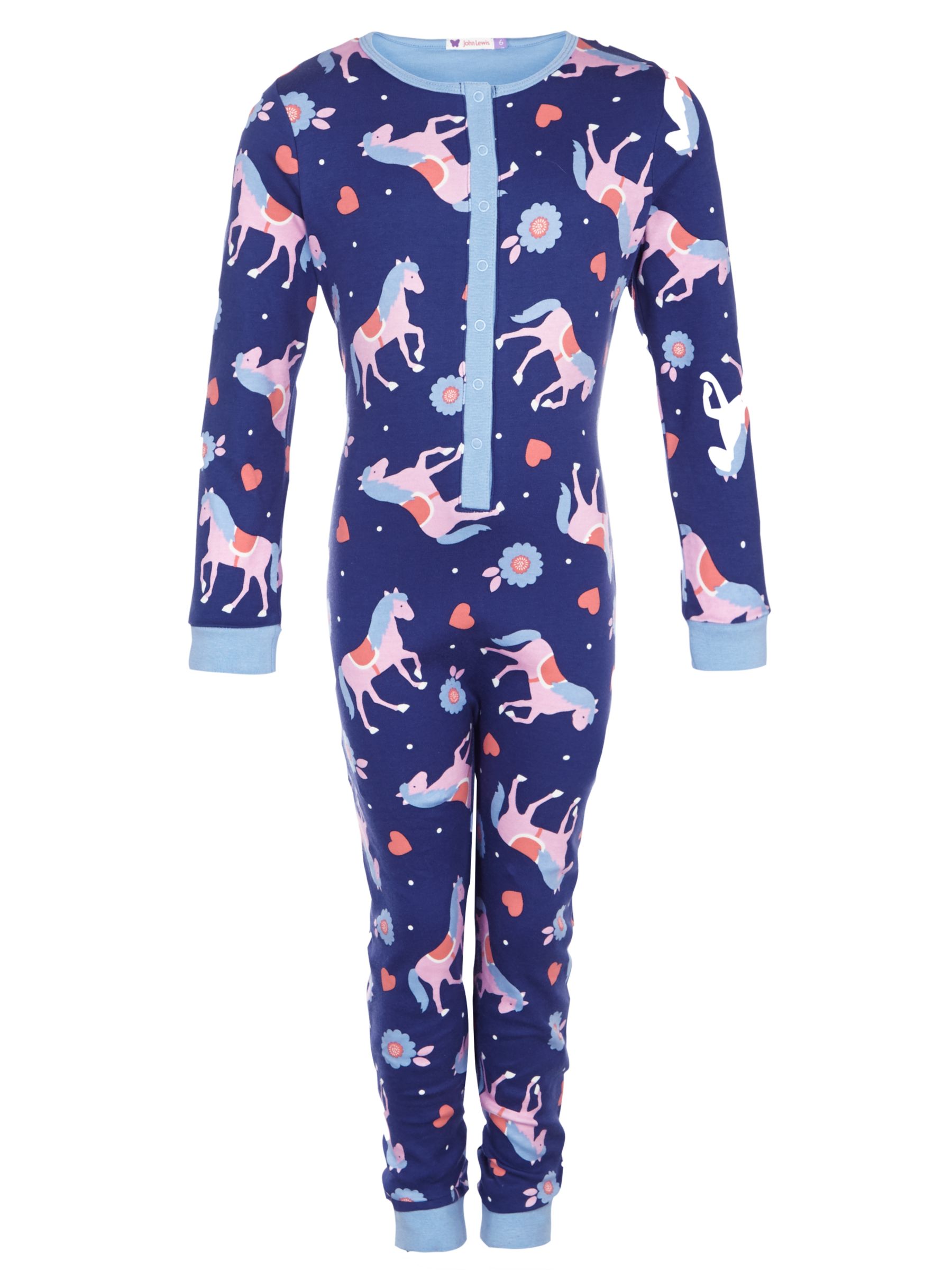 John Lewis Girl Horse Print Onesie, Navy