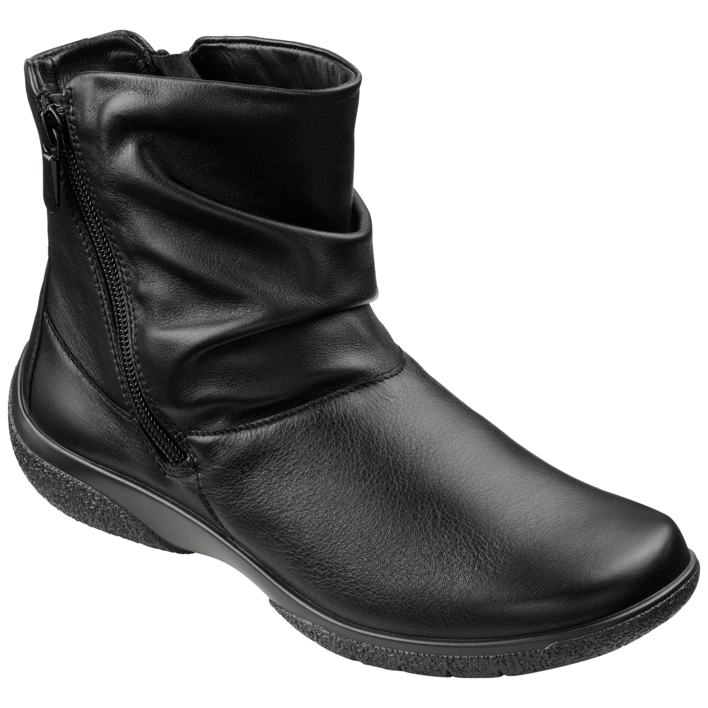 Whisper Leather Ankle Boots, Black 