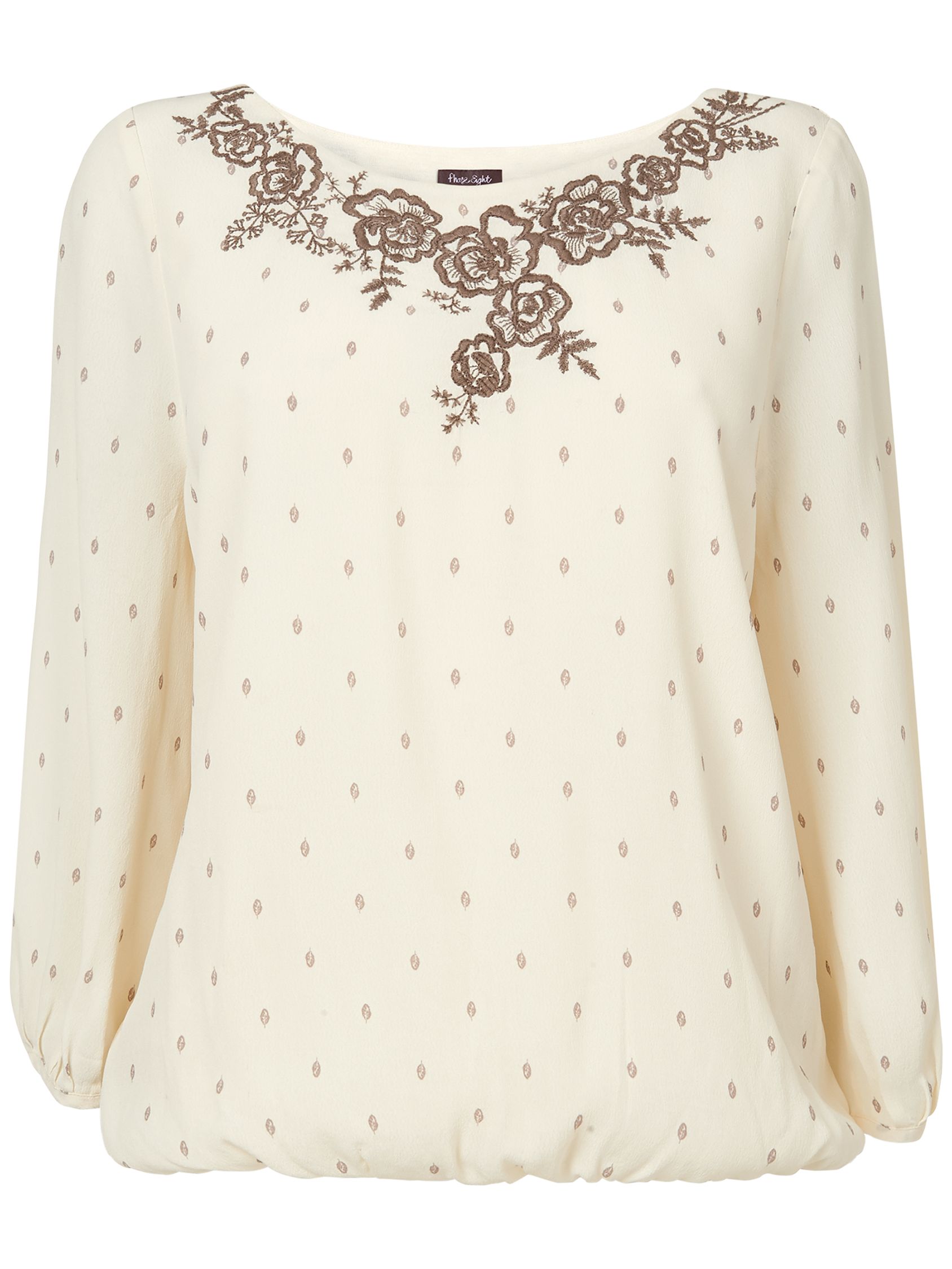 Phase Eight Ness Embroidered Blouse, Ivory at John Lewis & Partners