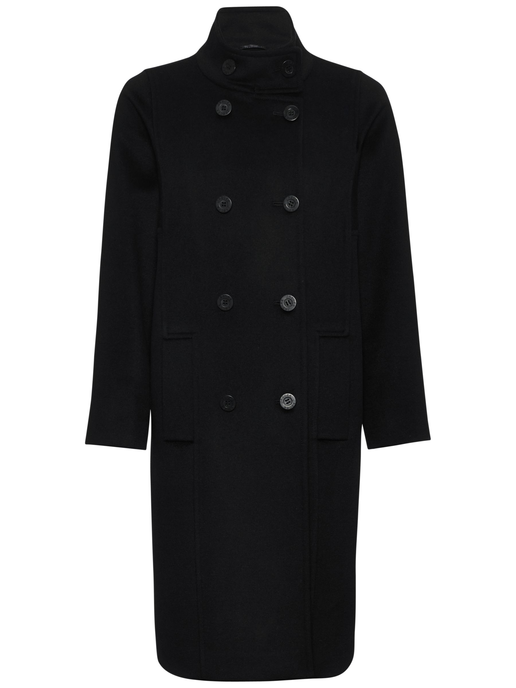 Jaeger Wool Cashmere Funnel Coat, Black