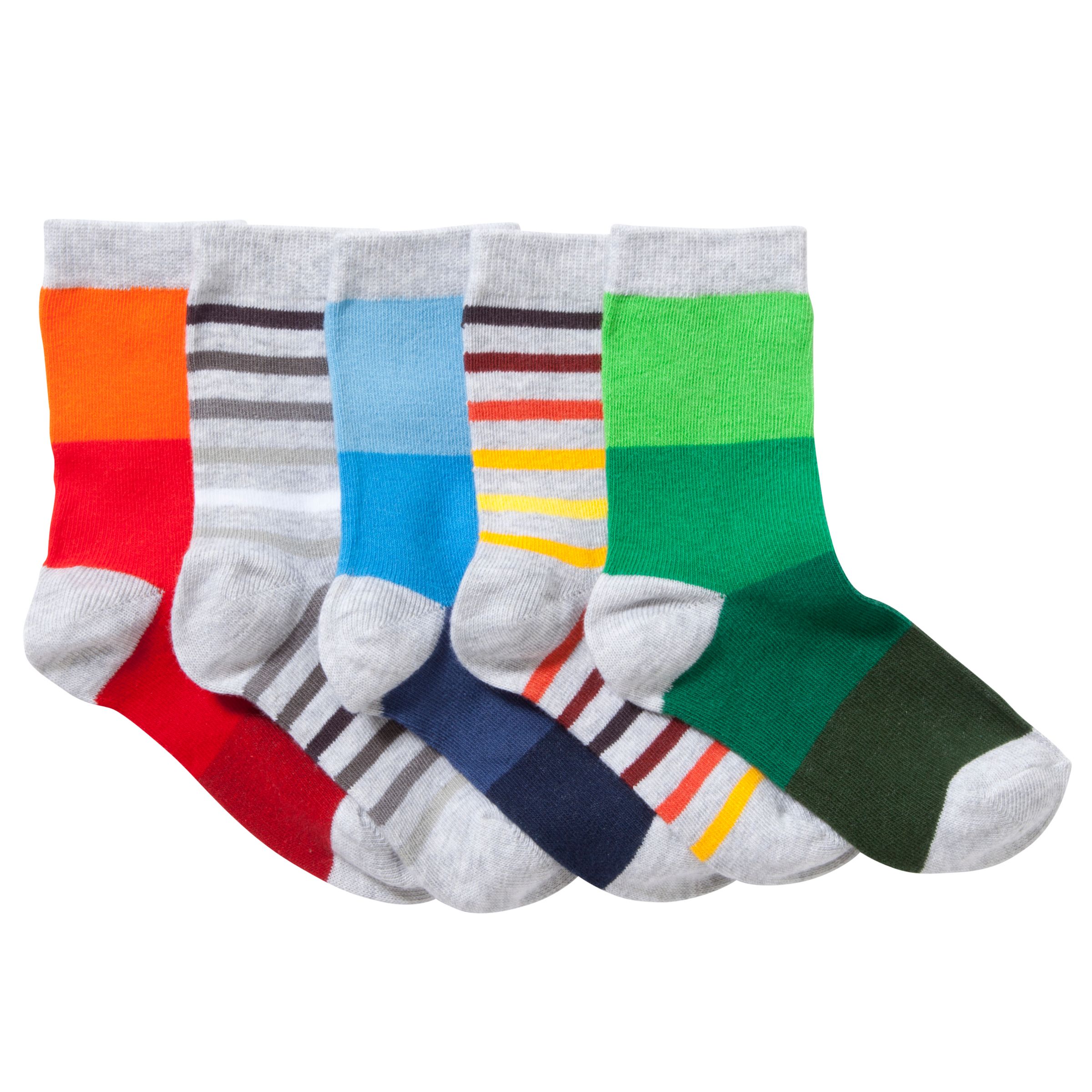 Buy John Lewis Boy Graduated Stripes Ankle Socks, Pack of 5, Grey/Multi ...