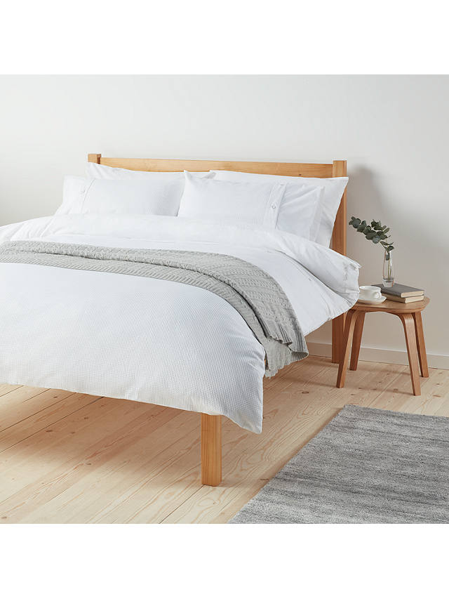 ANYDAY John Lewis & Partners Easy Care Bordered Waffle Duvet Cover Set, White, Double