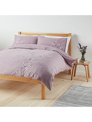 John Lewis & Partners Easy Care Chinese Blossom Duvet Cover and Pillowcase Set, Cassis