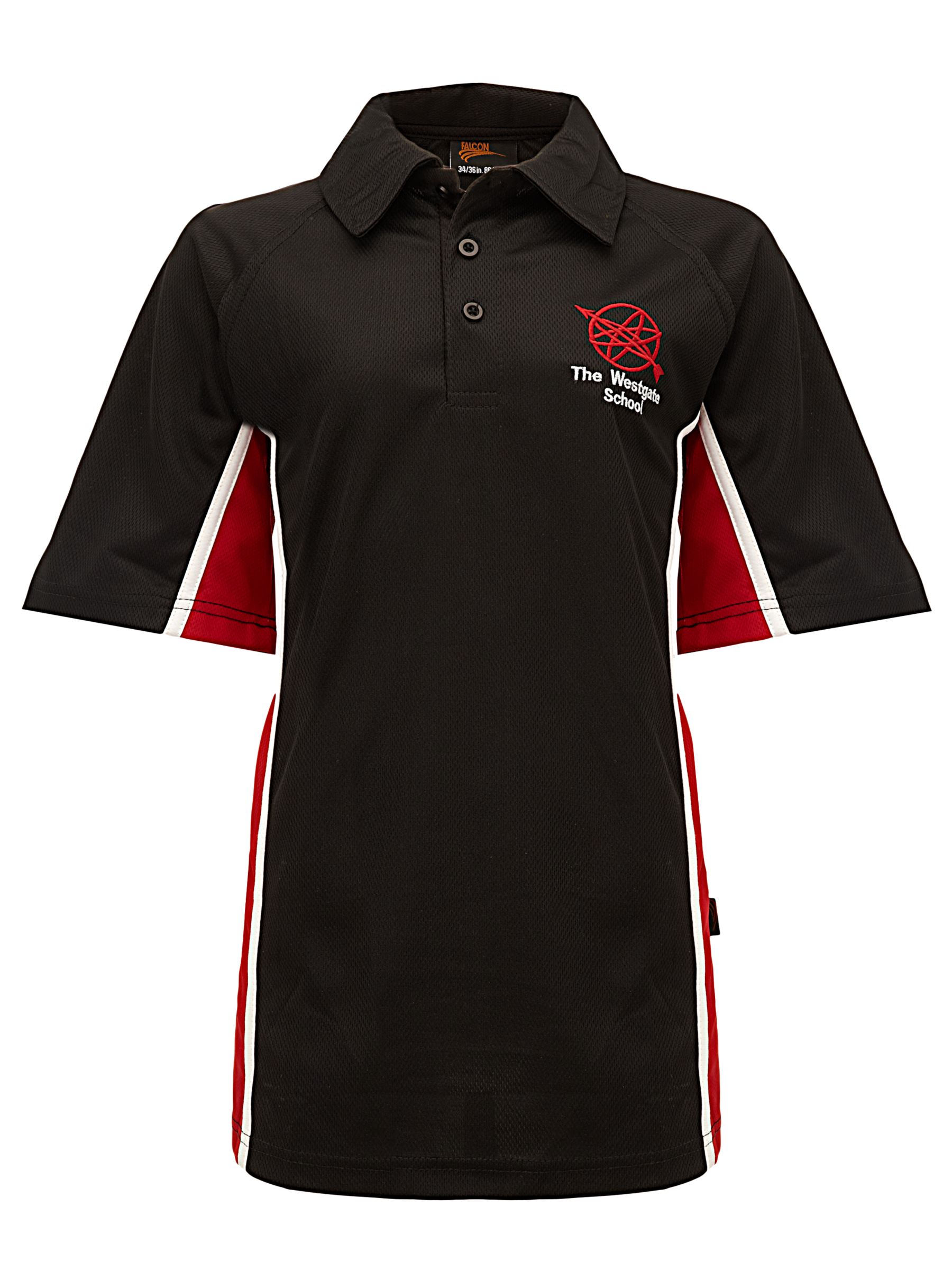 The Westgate School Polo Shirt, Black/Red
